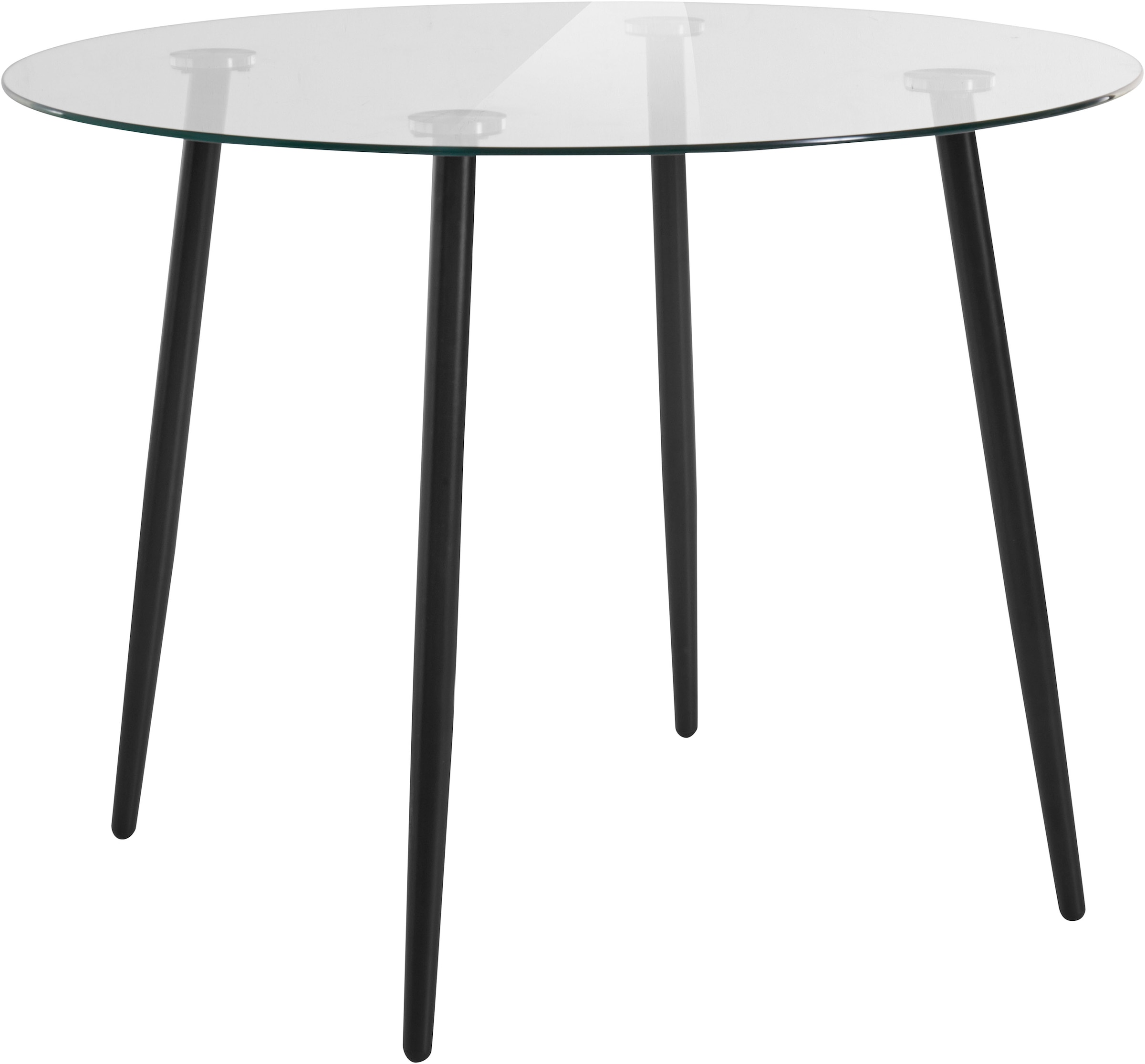 INOSIGN Essgruppe, (Set, 5 tlg.), runder Glastisch, Ø 100 cm und 4 Esszimmerstühlen, Bezug aus Samtstoff