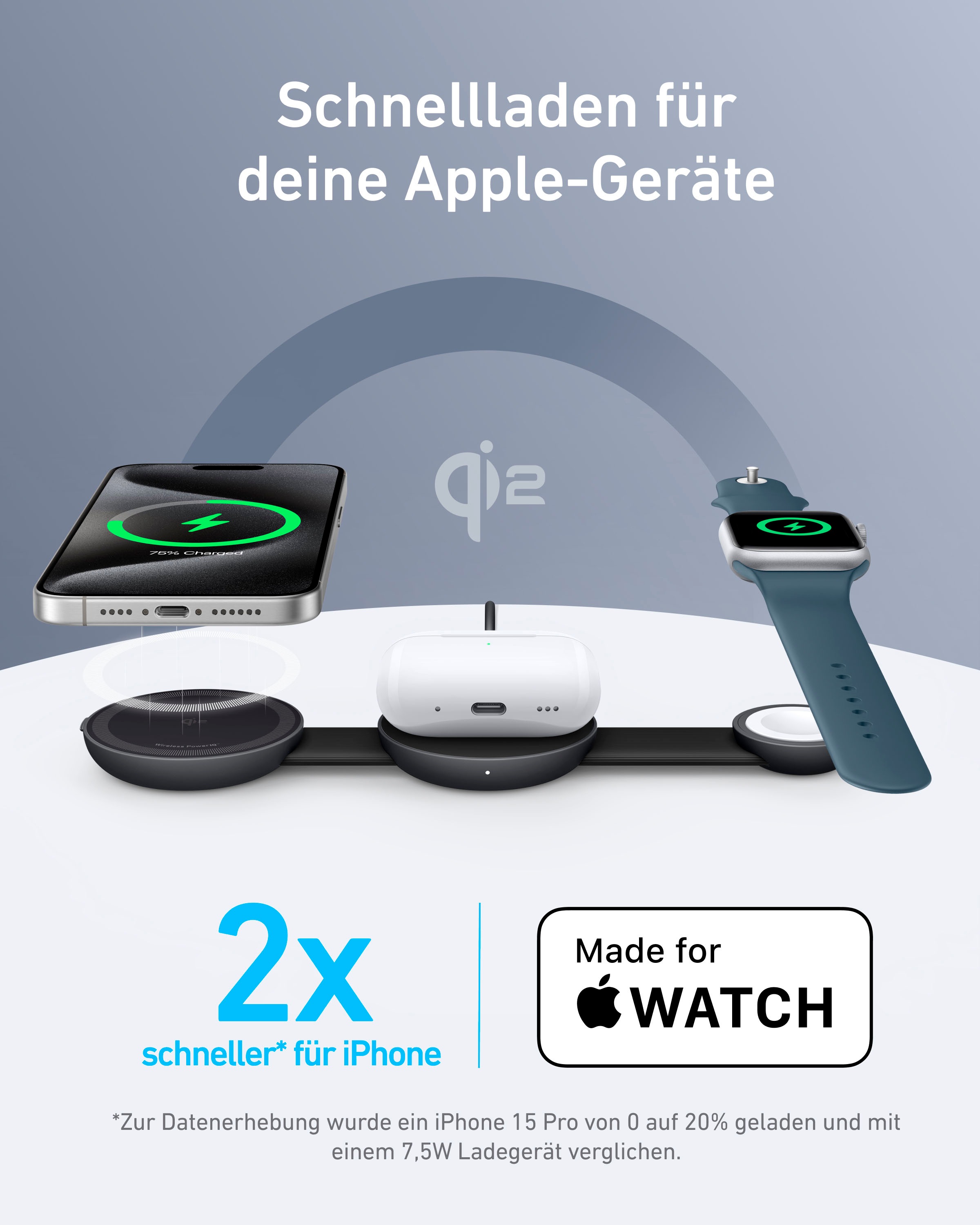 Anker Smartphone-Ladegerät »MagGo Wireless Charging Station (3-in-1, Foldable Pad)«