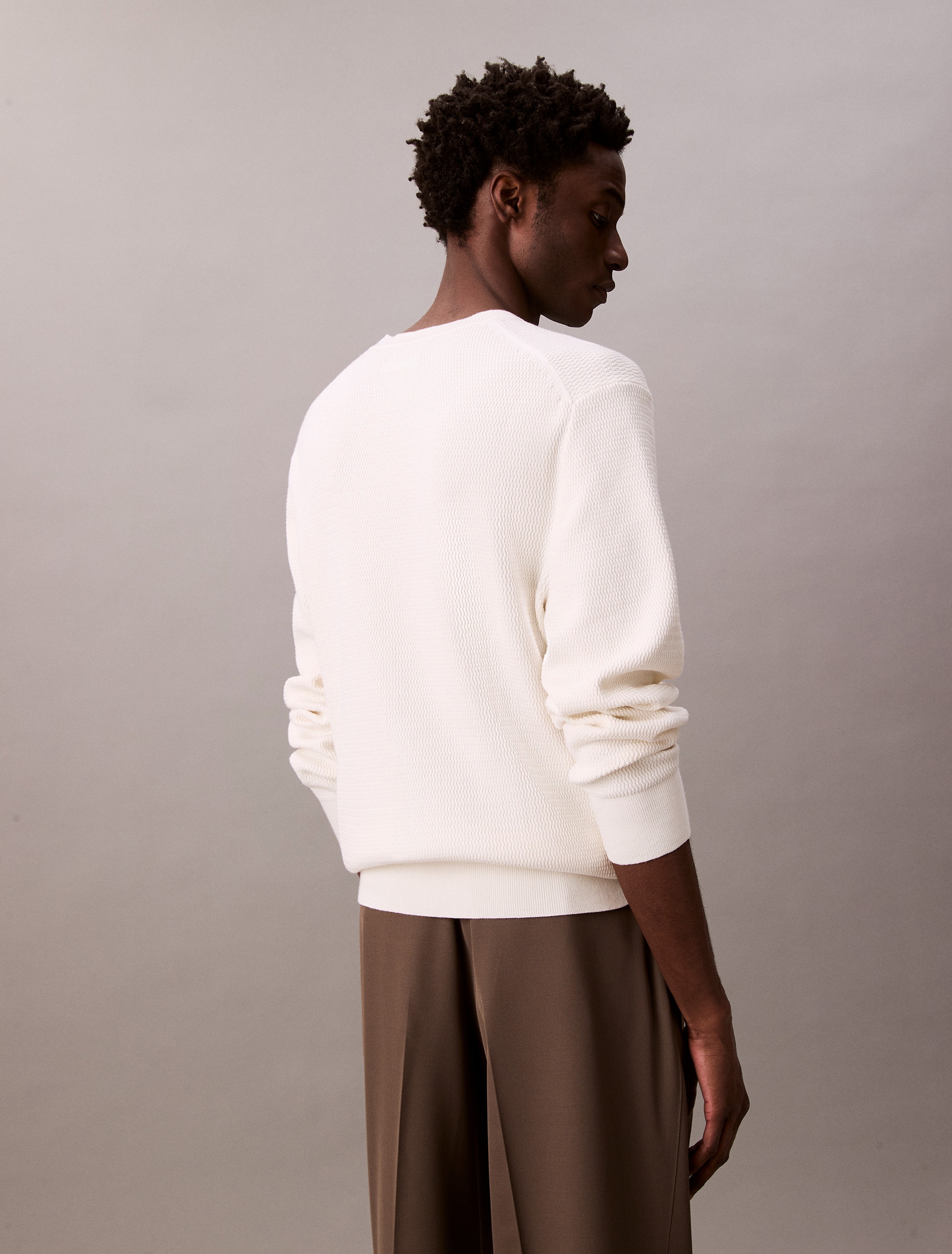Calvin Klein Strickpullover »LS TXTR CTTN CRWNK S«, Mit Rundhalsausschnitt