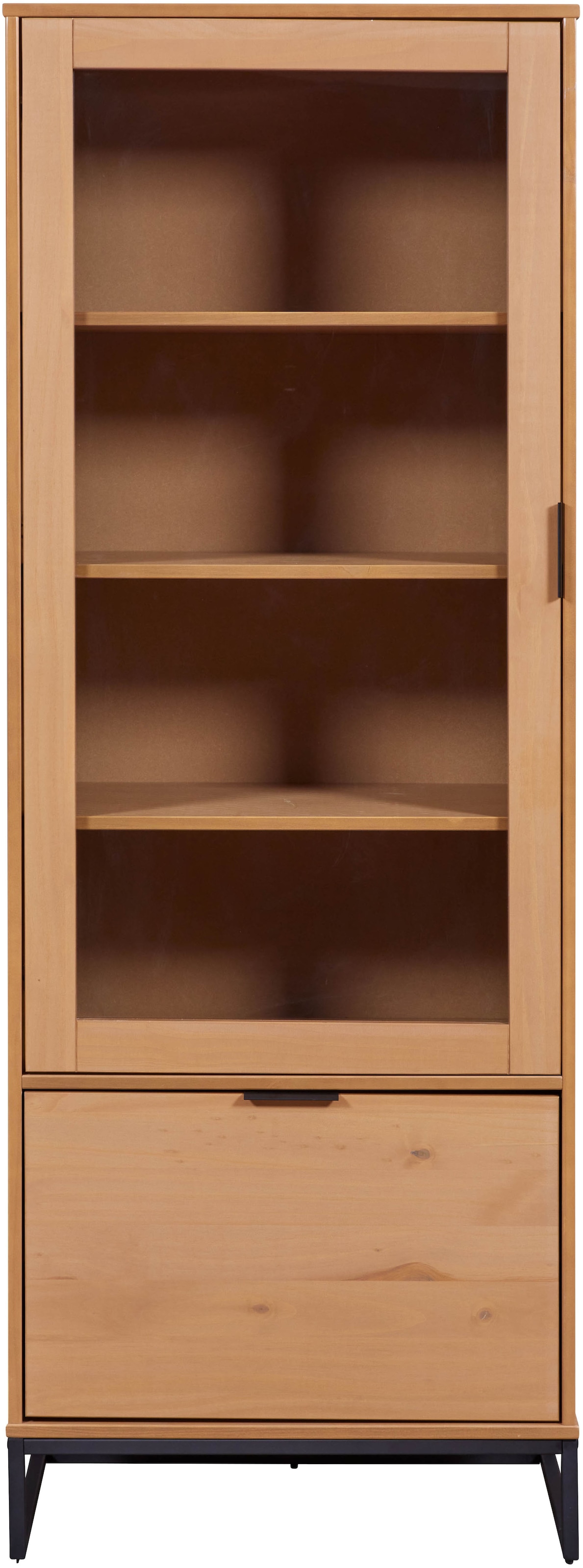 Inter Link Vitrine »Vitrine Vivo« 1 Stk. tlg. Kiefer Massiv, Soft-close, Industrial Style, BxTxH: 70 x 45 x 190 cm