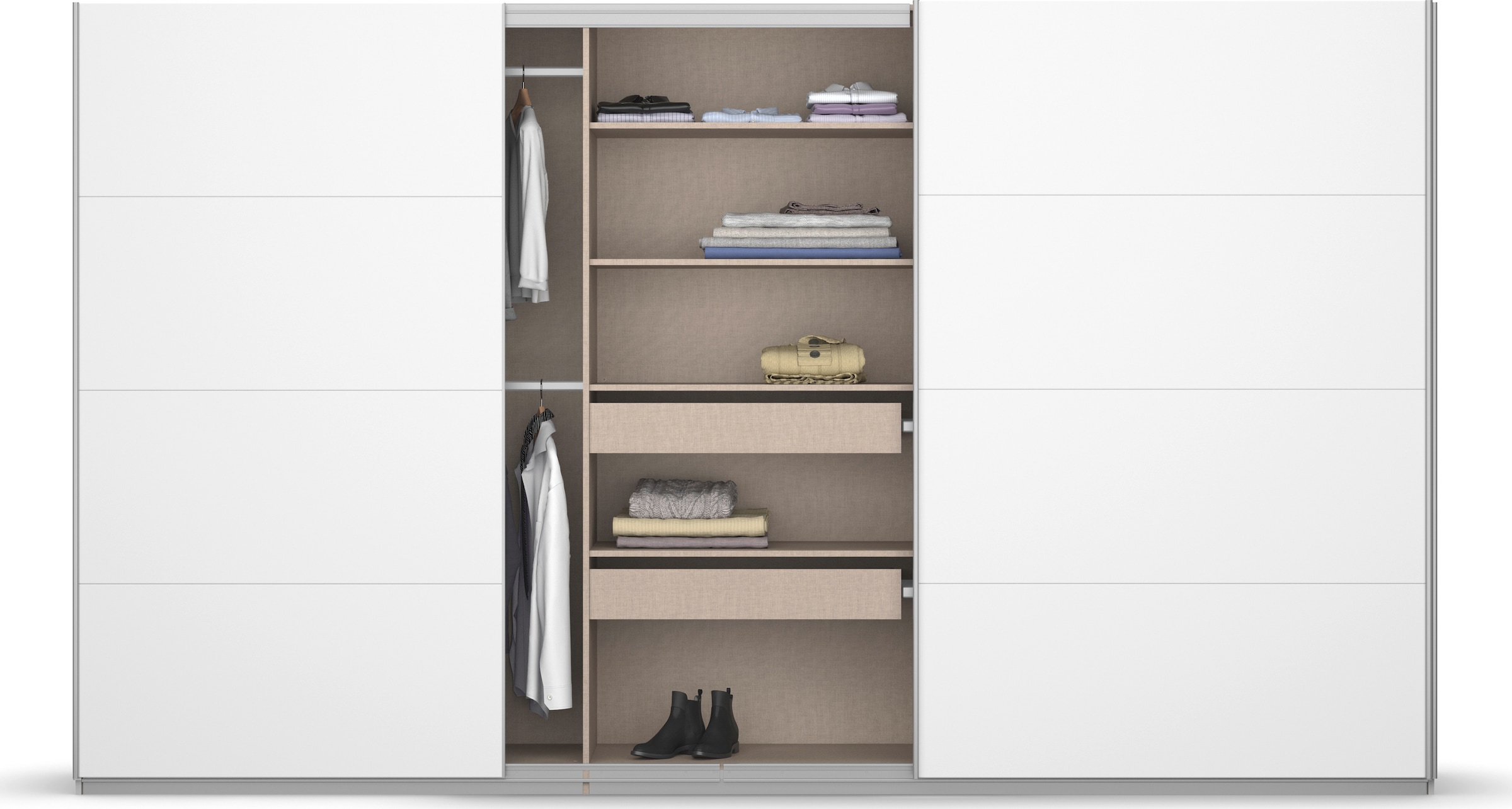 rauch Schwebetürenschrank »Kleiderschrank Schrank Garderobe KOLUNA mit Dekor-Front«, inkl. 2 Innenschubladen sowie extra Einlegeböden MADE IN GERMANY