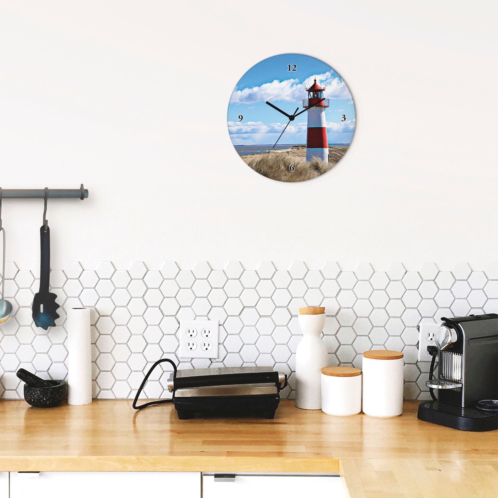 Artland Wanduhr »Leuchtturm Sylt« wahlweise mit Quarz- oder Funkuhrwerk, lautlos ohne Tickgeräusche