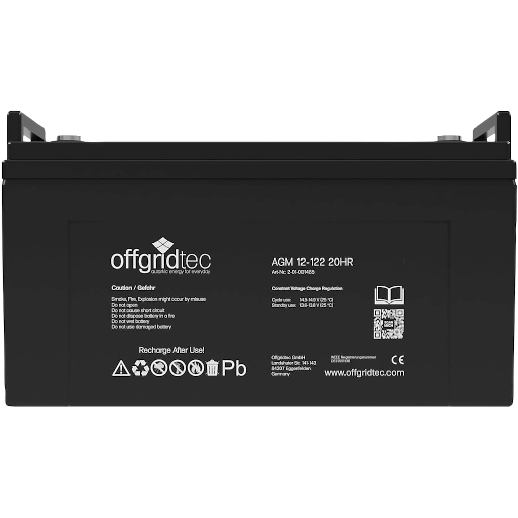 offgridtec Solarakkus »AGM Solarbatterie«, 122000 mAh, 12 V