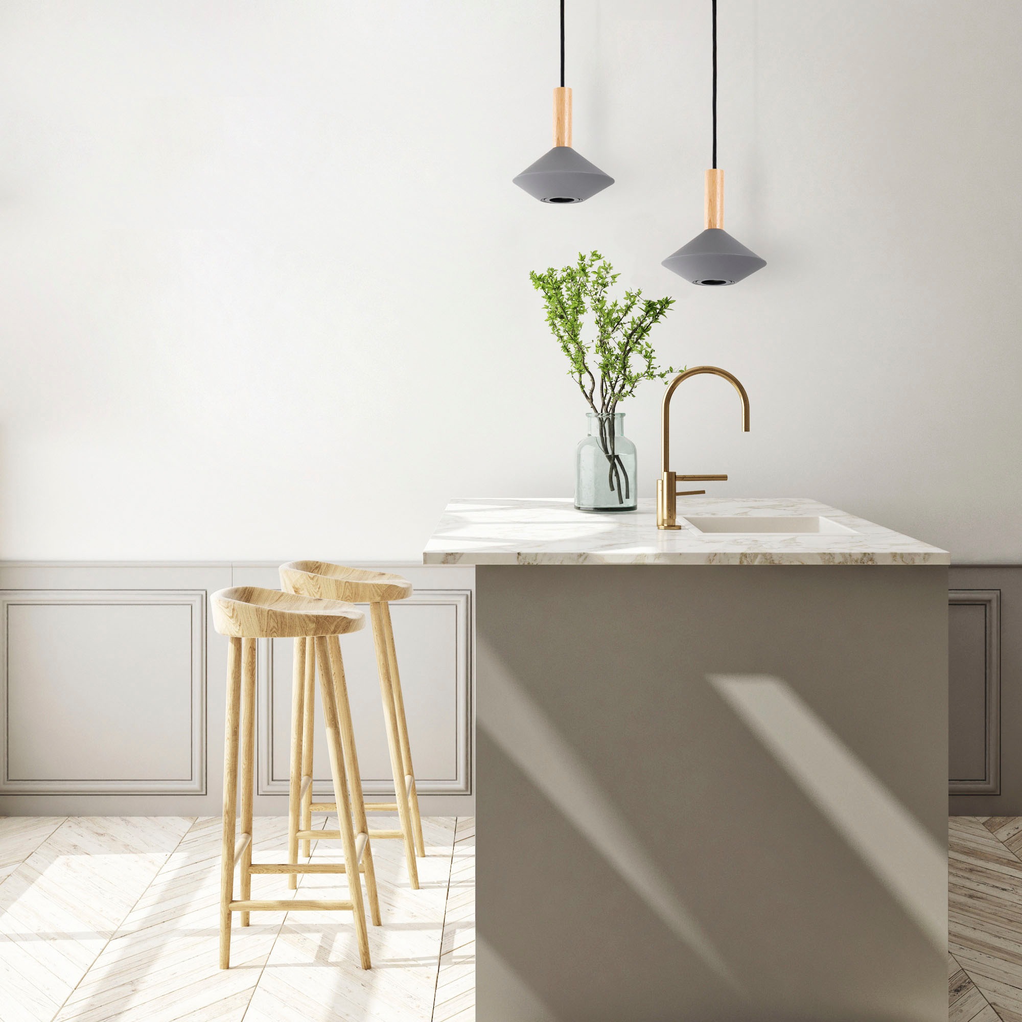 Paco Home Pendelleuchte »MORA«, Leuchtmittel GU10 | ohne Leuchtmittel, Wohnzimmer Esszimmer Trichterform Modern Holz Metall GU10