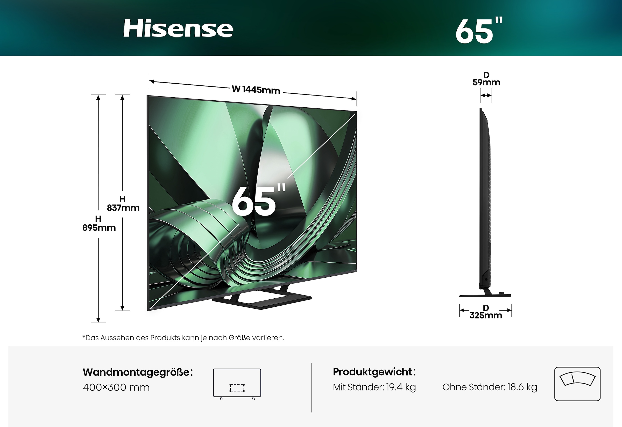 Hisense QLED-Fernseher »65U7DSE« 164 cm/65 ″ Smart-TV