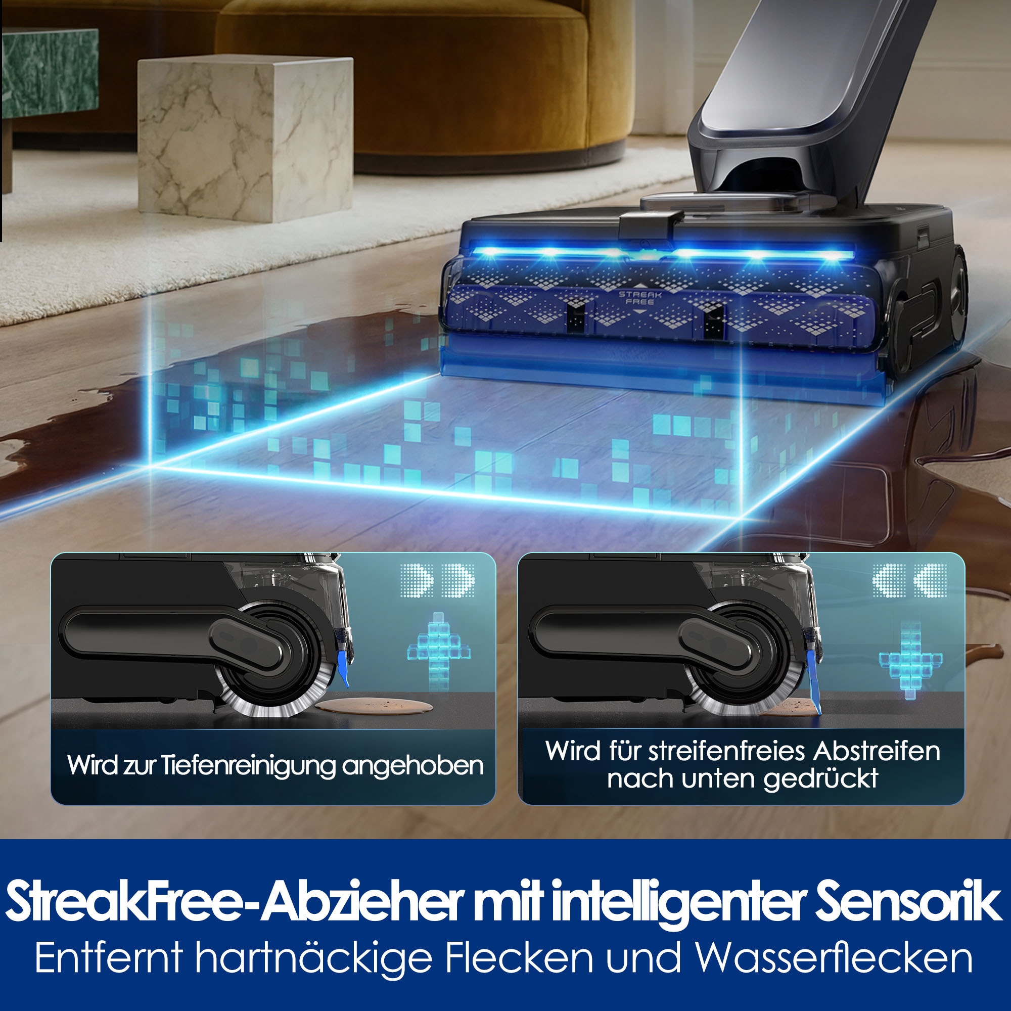 Tineco Nass-Trocken-Sauger »FLOOR ONE Station S9 Scientist mit 5L Frischwasser-Station, 25.000 Pa« 110°C Heißluft-Trocknung, 70 Min Laufzeit, 60°C Heißwasser Reinigung