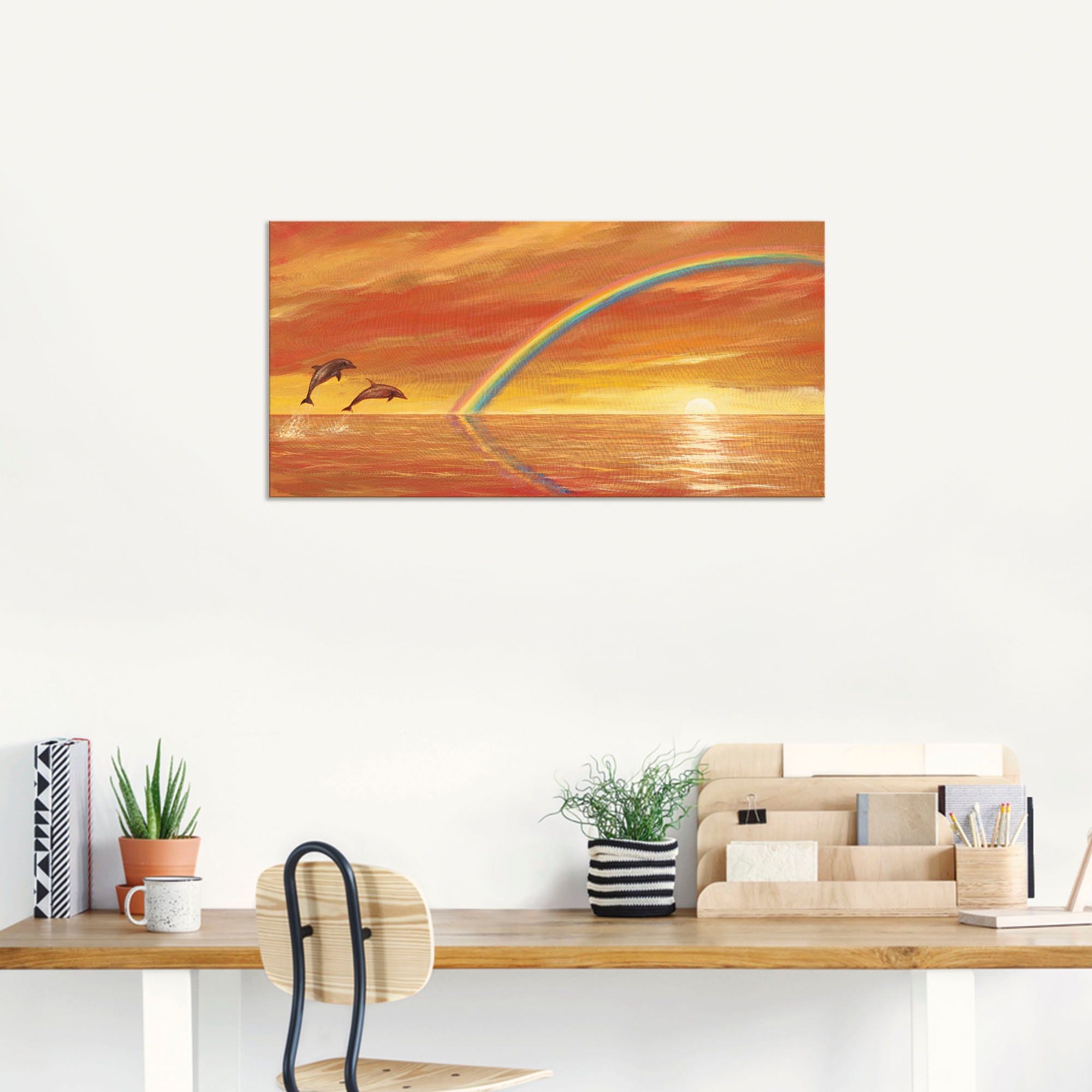 Artland Wandbild »Regenbogen über dem Meer«, Wassertiere, (1 St.), als Alubild, Outdoorbild, Leinwandbild, Wandaufkleber, versch. Größen