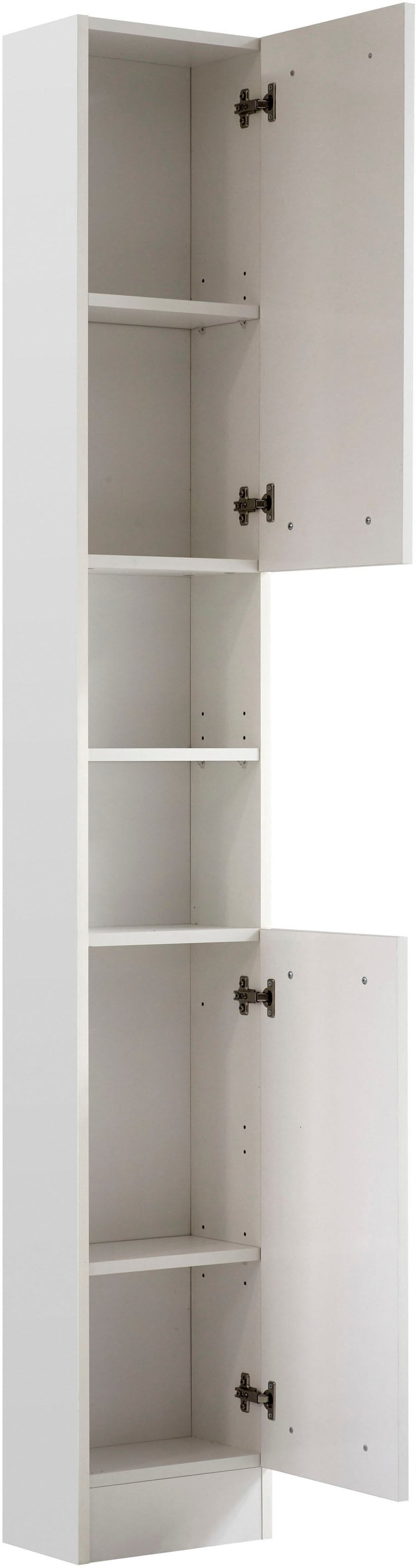 Saphir Hochschrank »Quickset 335 Badschrank 30 cm breit, 2 Türen, 1 Nische, 3 Einlegeböden«, Badezimmer-Hochschrank, Weiß Glanz, Griffe in Chrom glänzend