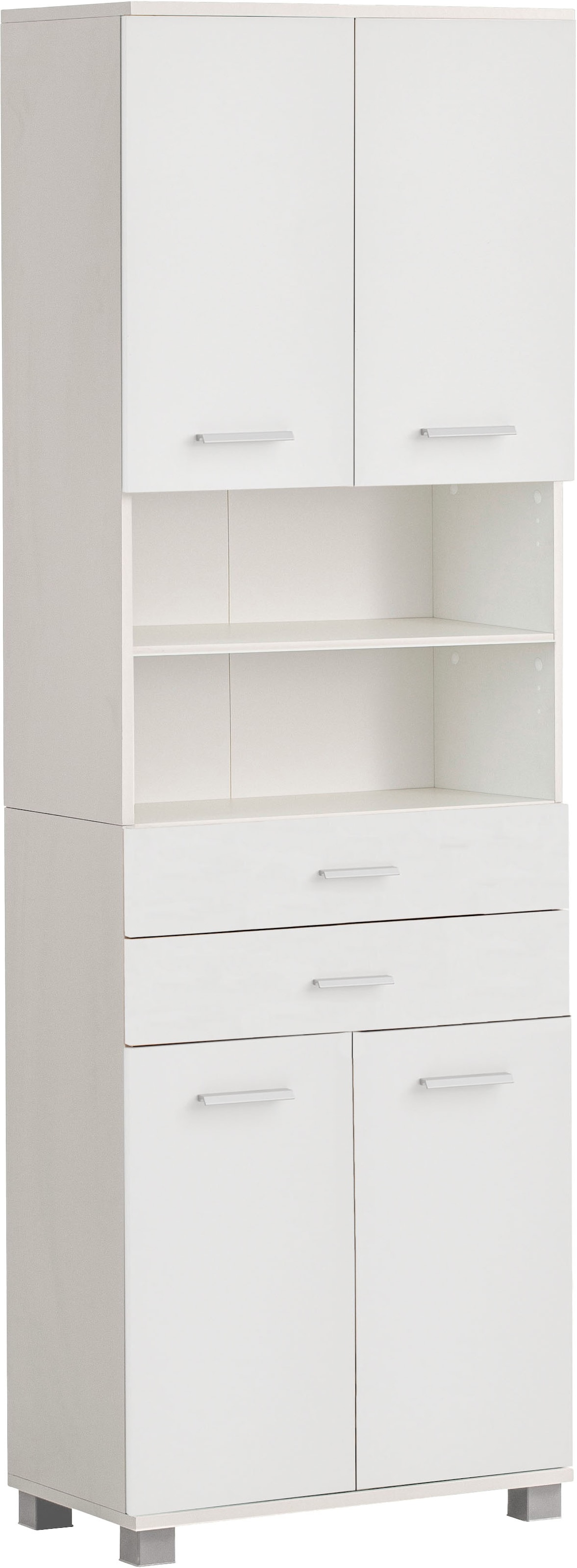 welltime Hochschrank »Palermo, Made in Germany«, Breite 60 cm, verstellbare Einlegeböden, Metallgriffe