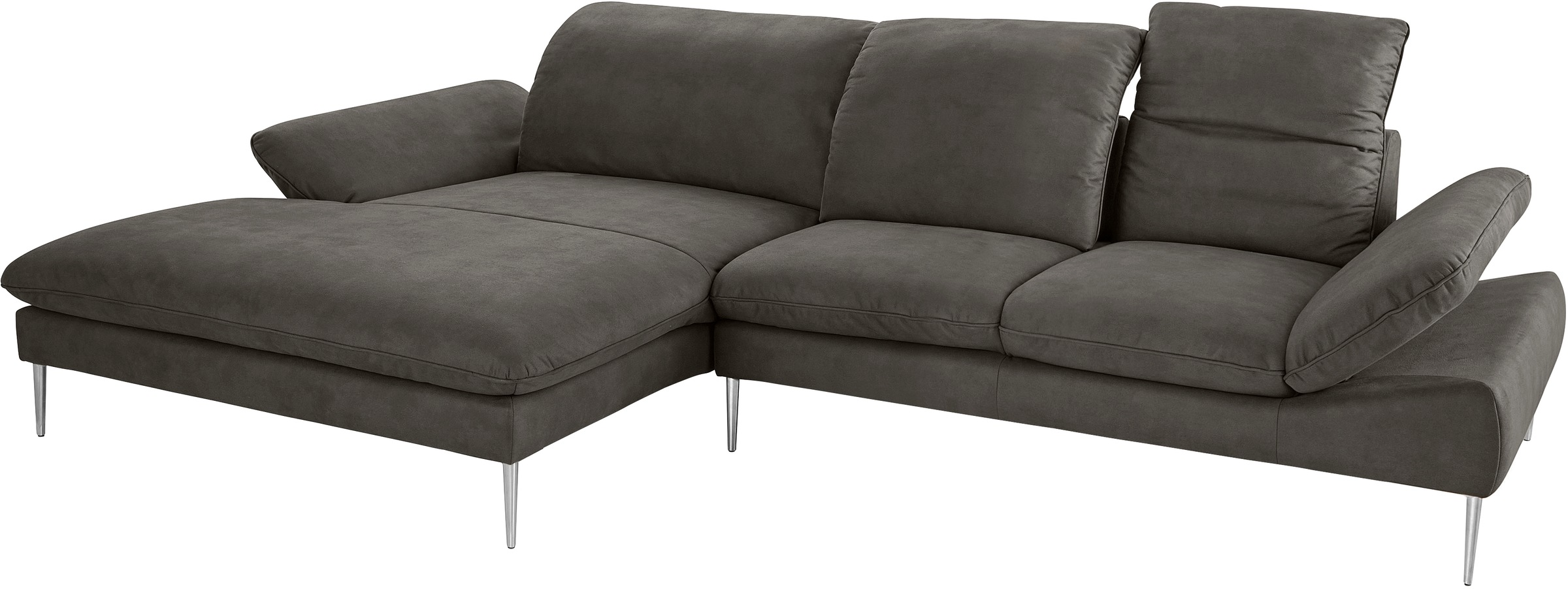 W.SCHILLIG Ecksofa »enjoy&MORE, Designsofa, bequem, zeitlos und elegant, L-Form«, mit Sitztiefenverstellung, Füße Chrom glänzend, Breite 340 cm