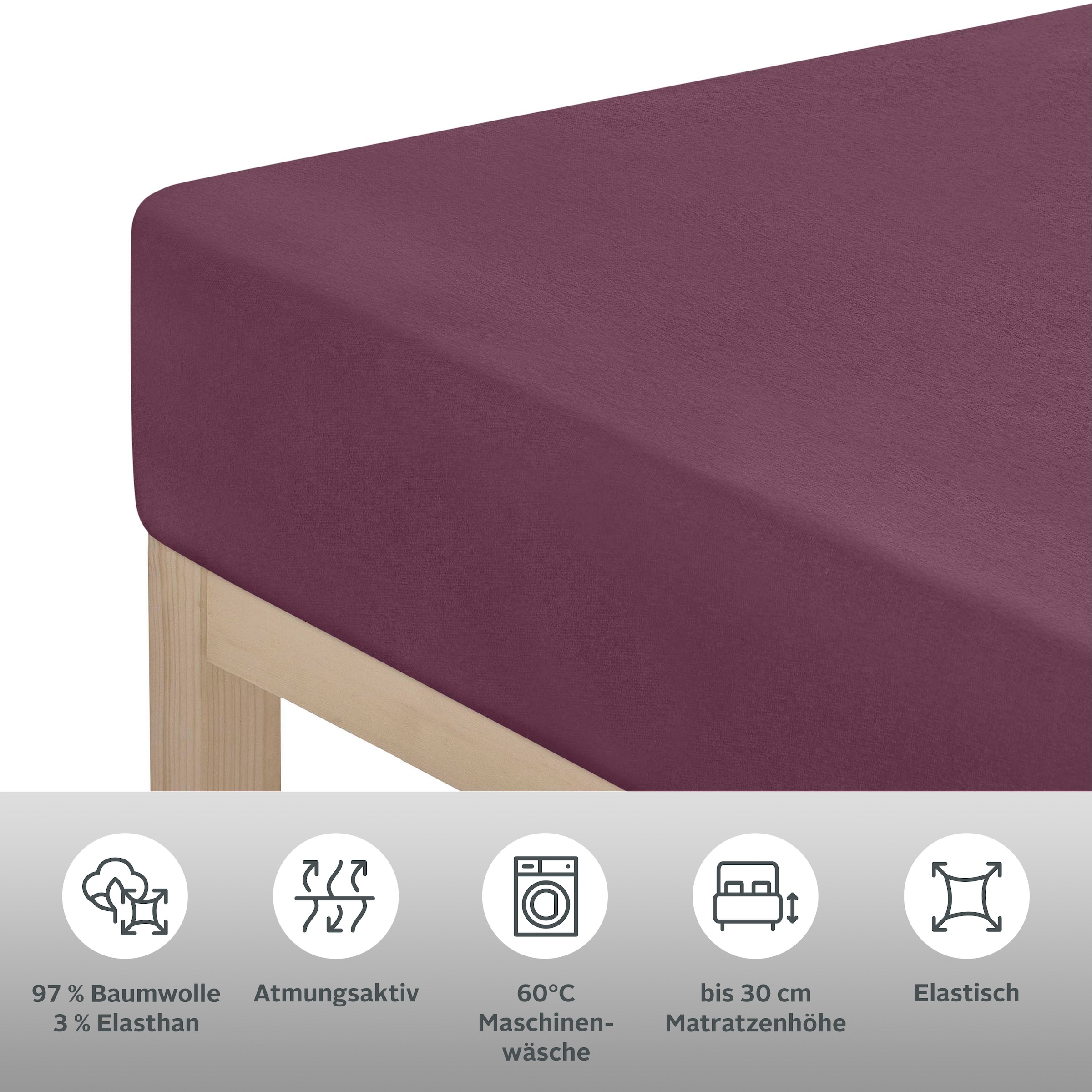 OTTO home Spannbettlaken »SOUCY aus Baumwolle mit Elasthan, 160 g/m²« Premium Bettlaken für Matratzen bis 30 cm Höhe, optimale Passform