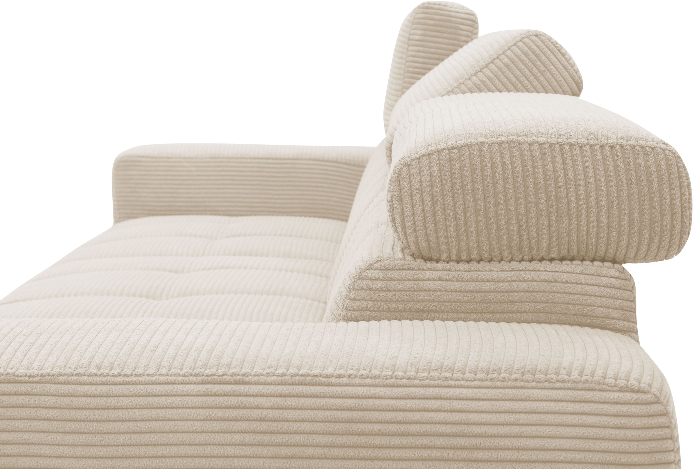 DOMO collection Ecksofa »Trento L-Form, mit Kufenfuß oder Einzelfuß«, wahlweise mit Kopfteilverstellung, Recamiere links/rechts bestellbar