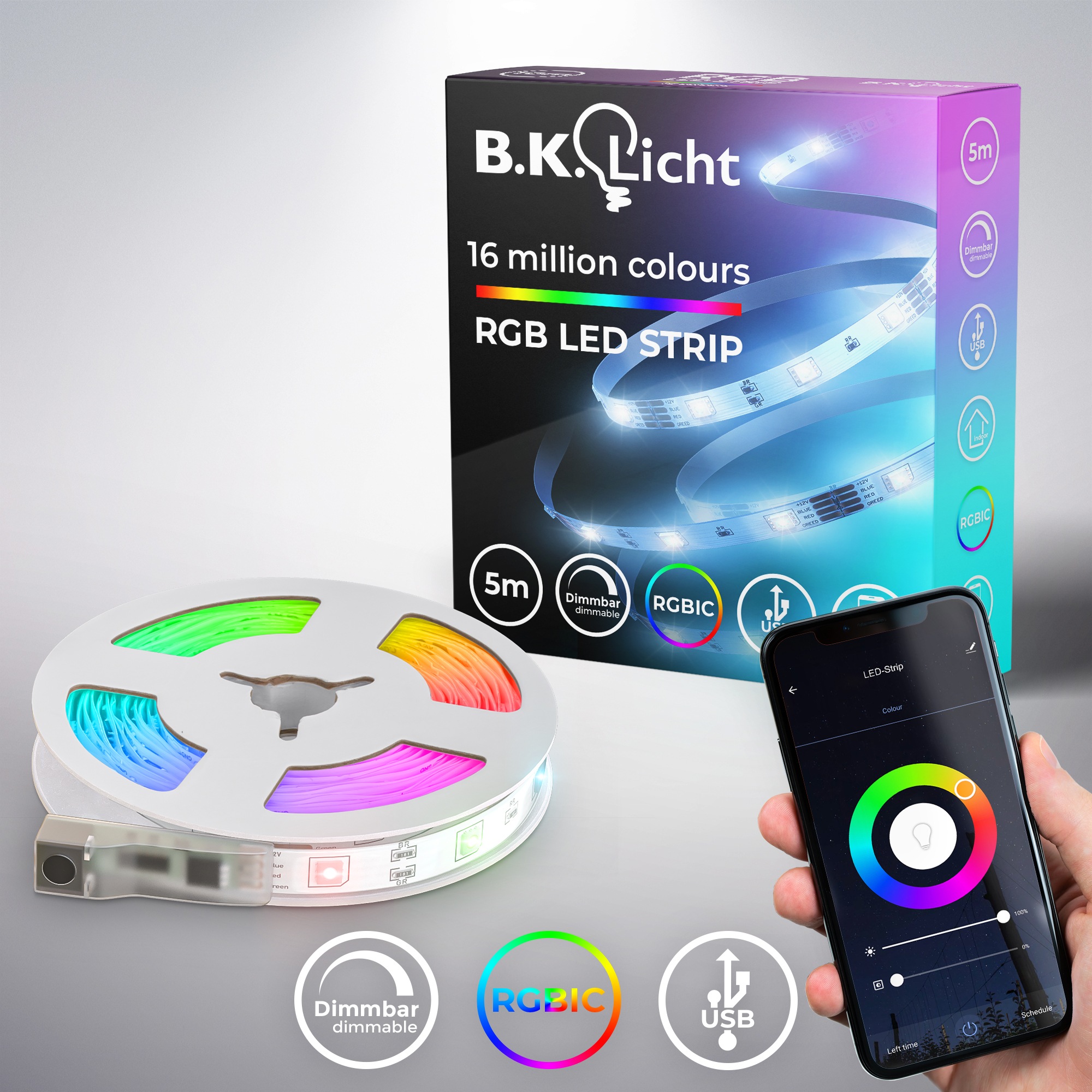 B.K.Licht LED Stripe »Wifi RGBIC USB LED Strip, 5 m, mit App Steuerung«, 15 günstig online kaufen