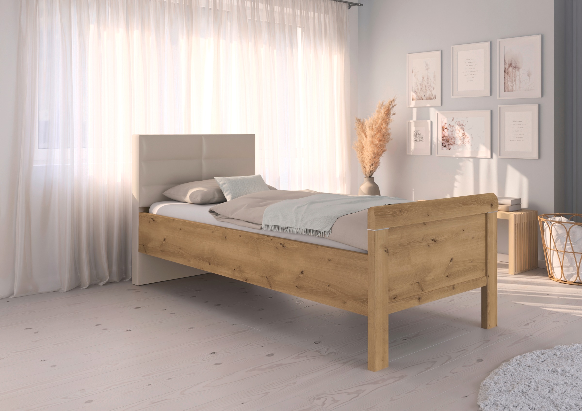 rauch Bett »Bett Einzelbett Stollenbett EVELYN«, in Komforthöhe mit Polsterkopfteil in elegantem Stil MADE IN GERMANY