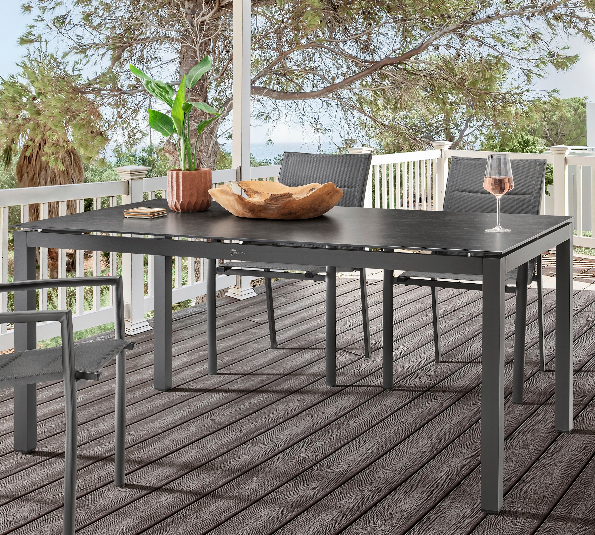 Destiny Garten-Essgruppe »COSTA CREMONA«, (5 tlg.), 4 Stapelsessel Textilene, 1 Tisch 160x90x74 cm