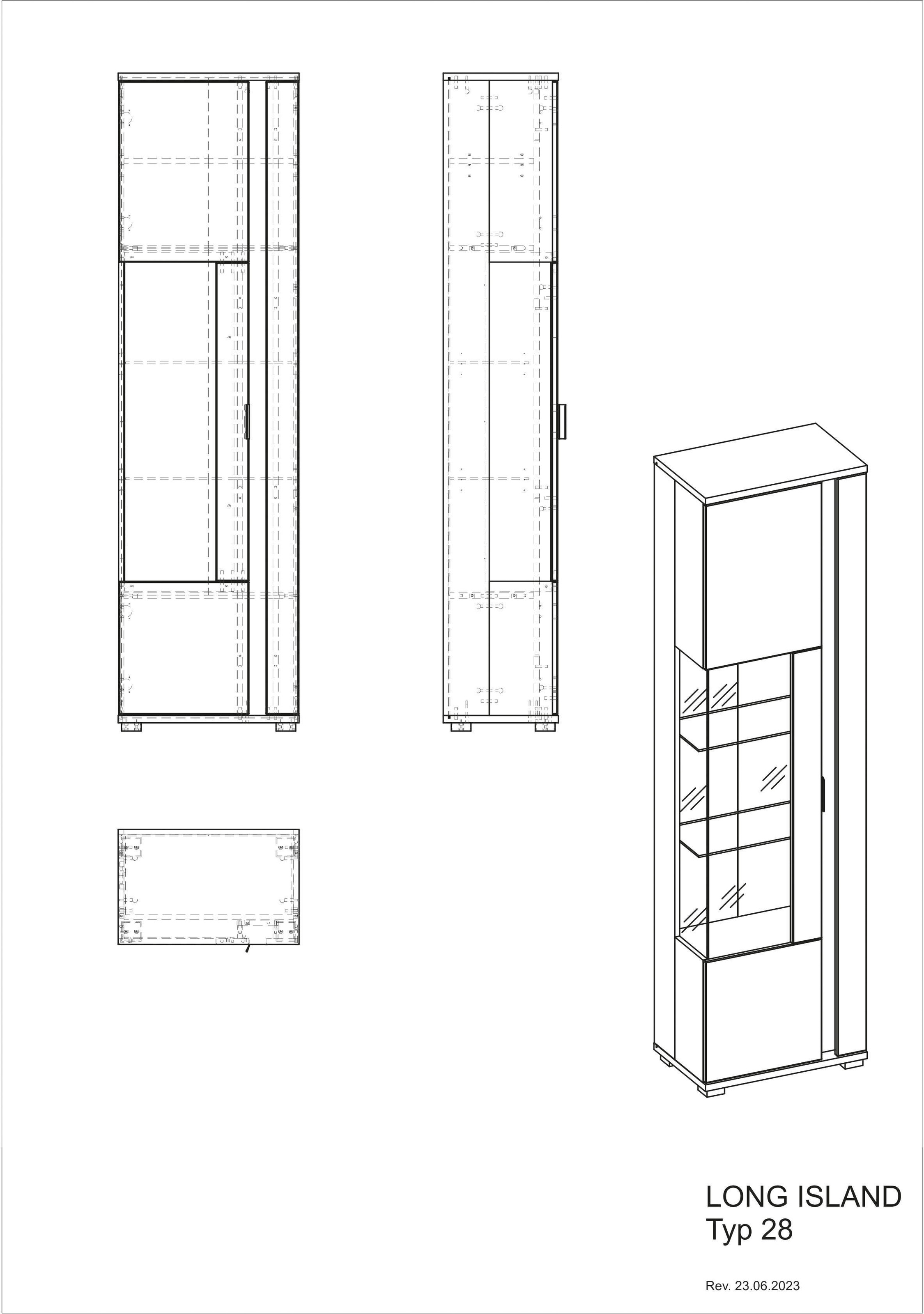 INOSIGN Vitrine »LONG ISLAND«, (1 St.), in moderner Trendfarbe,inklusive senkrechter Beleuchtung,Breite 55 cm