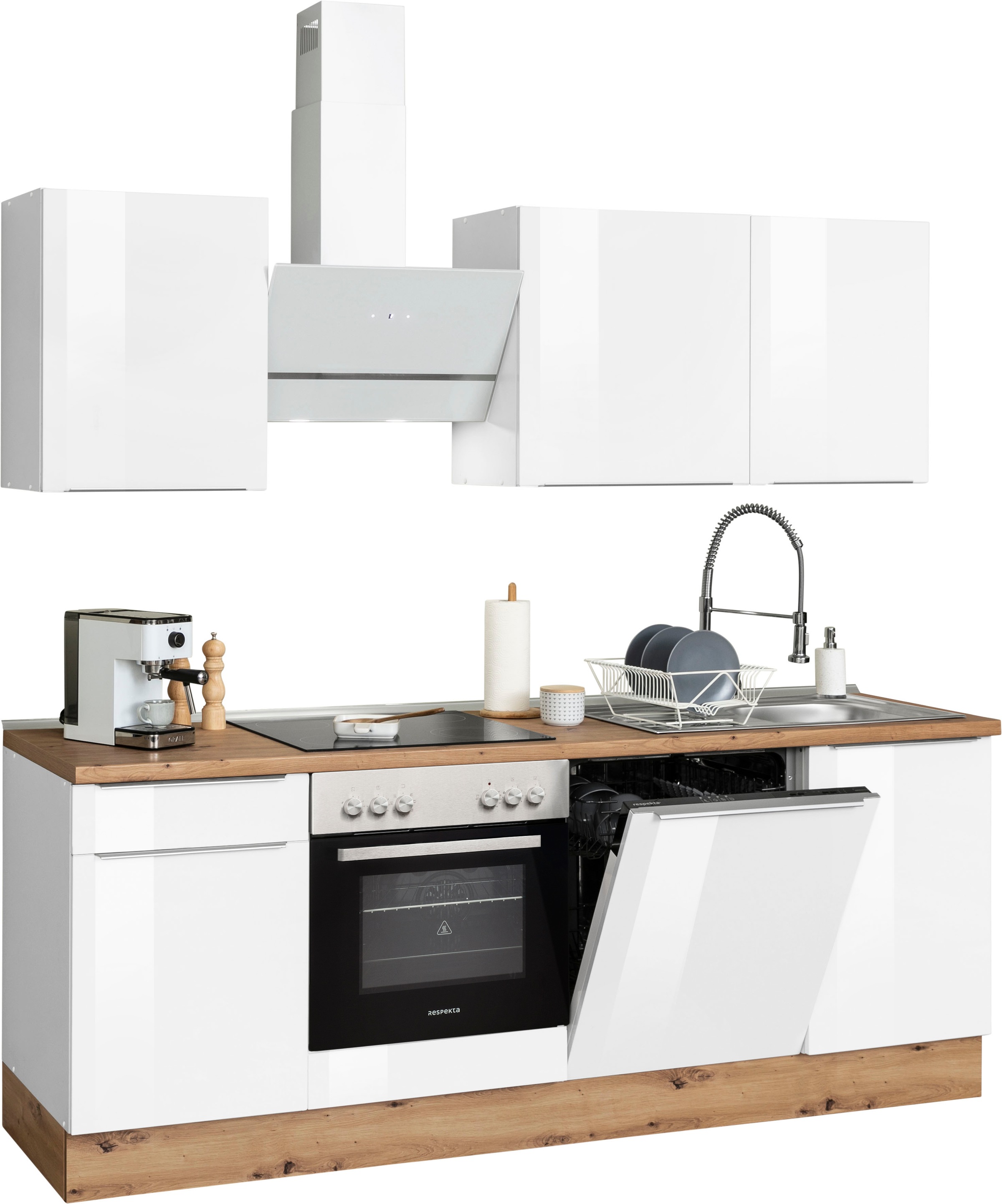 RESPEKTA Küchenzeile der Ausstattung Rechnung Breite wie »Safado 220 Soft Close cm kaufen Serie auf Marleen«, hochwertige aus Funktion
