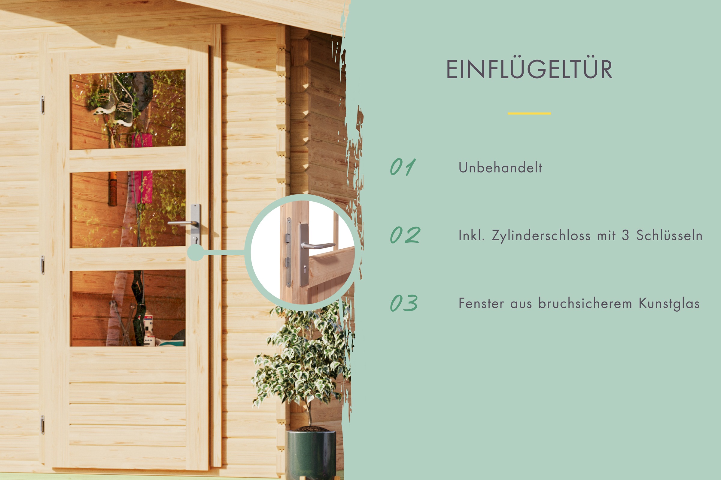 Karibu Gartenhaus »Lagor 2«, 38mm, 2 Raumhaus aus hochwertiger nordischer Fichte