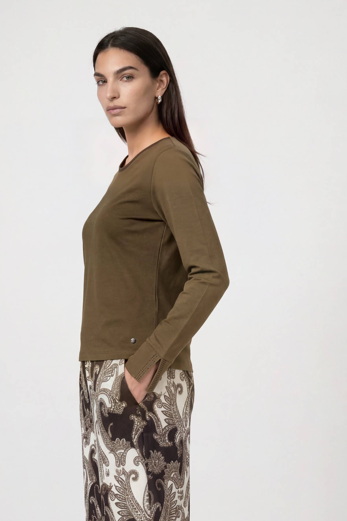 Monari Langarmshirt »Shirt Basic Schmuck« Regular fit mit Rundhalsausschnitt