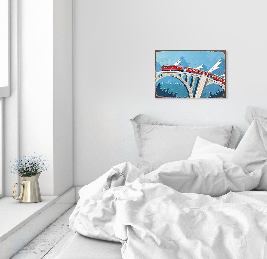 queence Metallbild »TRAIN« Schweiz   Vintage   Zugbilder Stahlschild, Blech günstig online kaufen