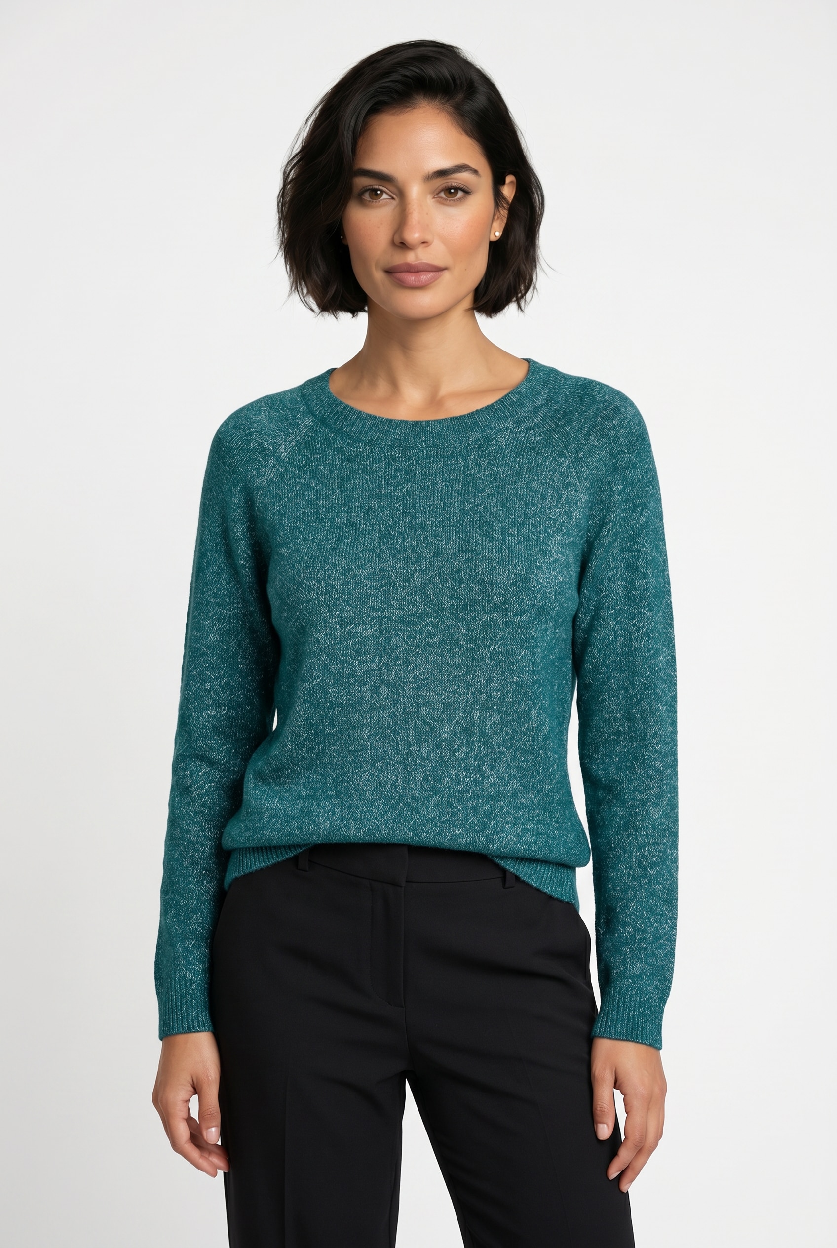 Vero Moda Rundhalspullover »VMDOFFY LS O-NECK BLOUSE GA NOOS« Materialmix, regular fit