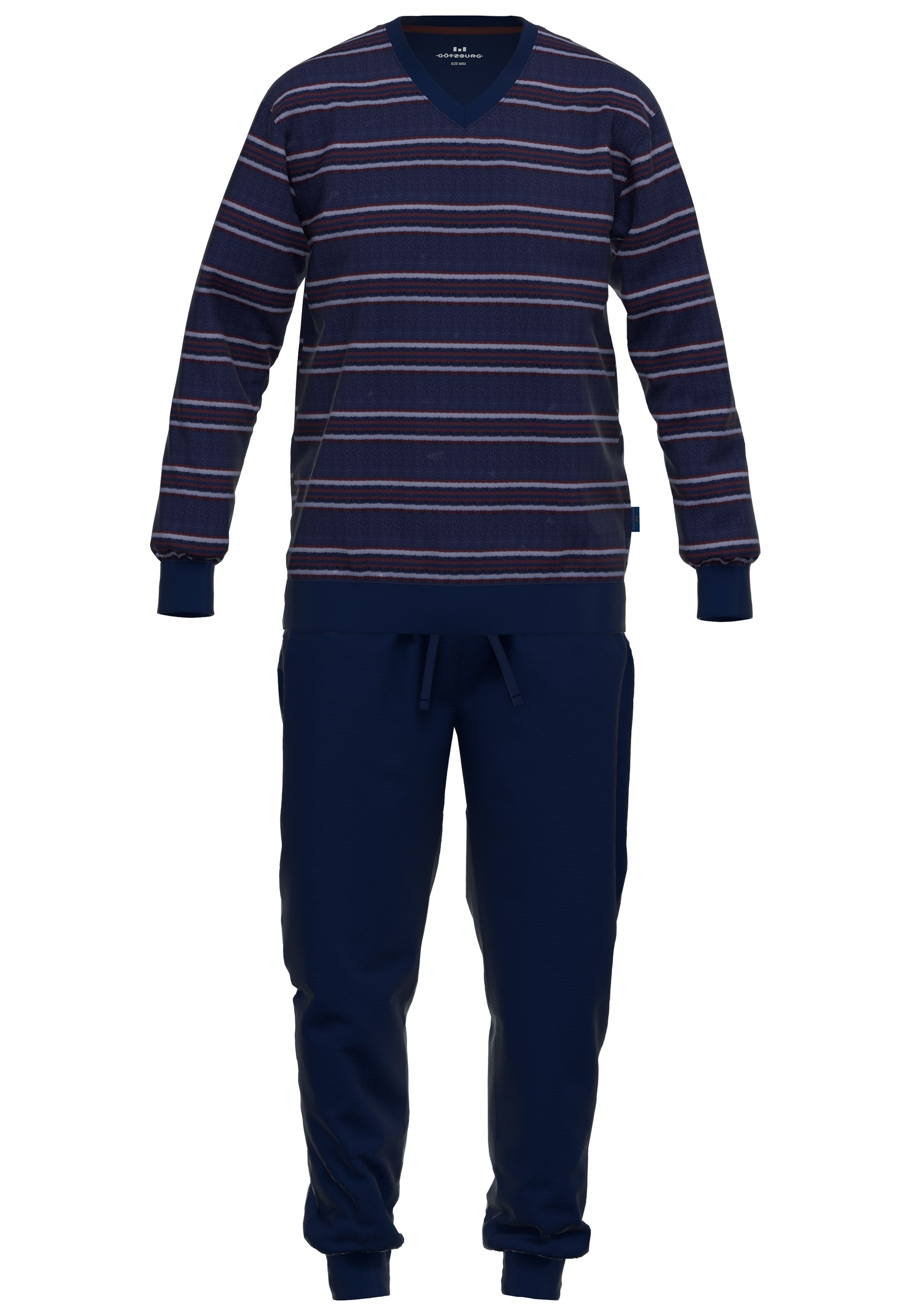 GÖTZBURG Pyjama »Zartbitter«, (2 tlg.), V-Ausschnitt, Langarm, elastische Bündchen