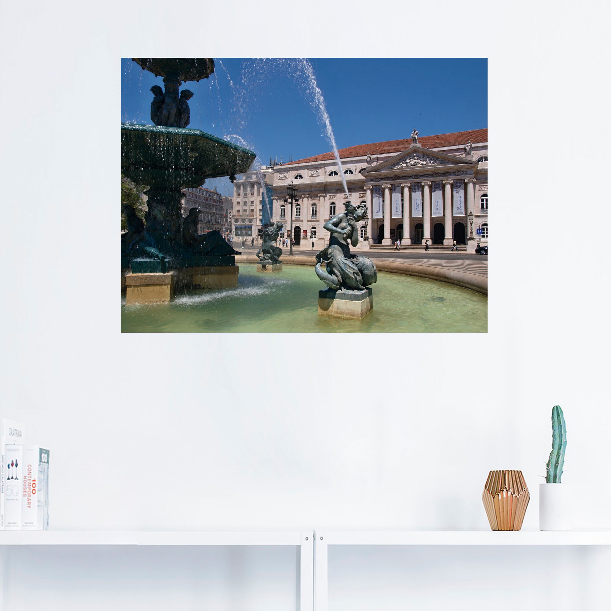 Artland Wandbild »Rossio Platz in Lissabon«, Architektonische Elemente, (1 St.), als Alubild, Leinwandbild, Wandaufkleber oder Poster in versch. Größen