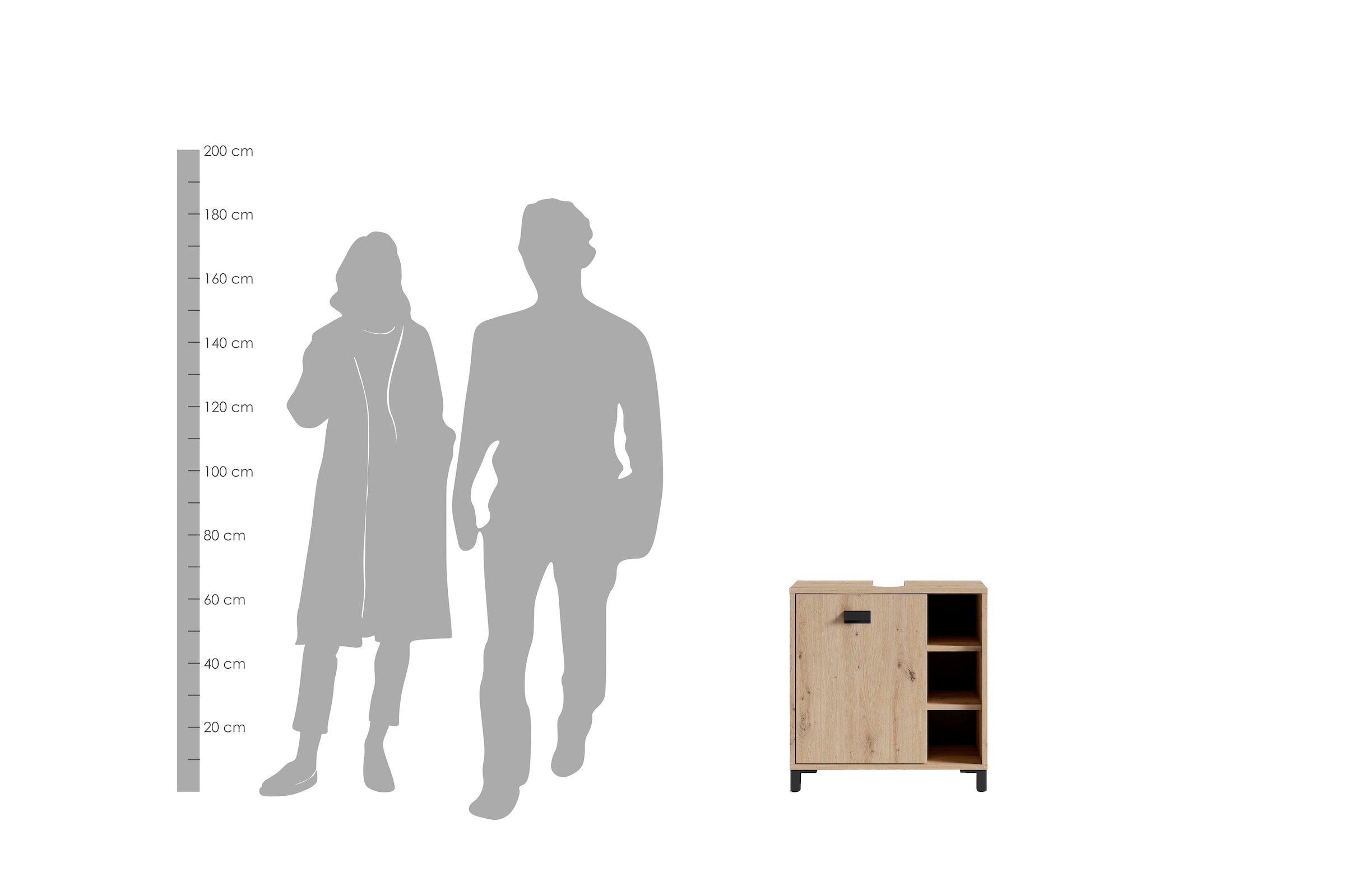 byLIVING Waschbeckenunterschrank »Wellness«, (1 St.), 60cm Waschbeckenunterschrank mit Metallgriff und viel Stauraum.