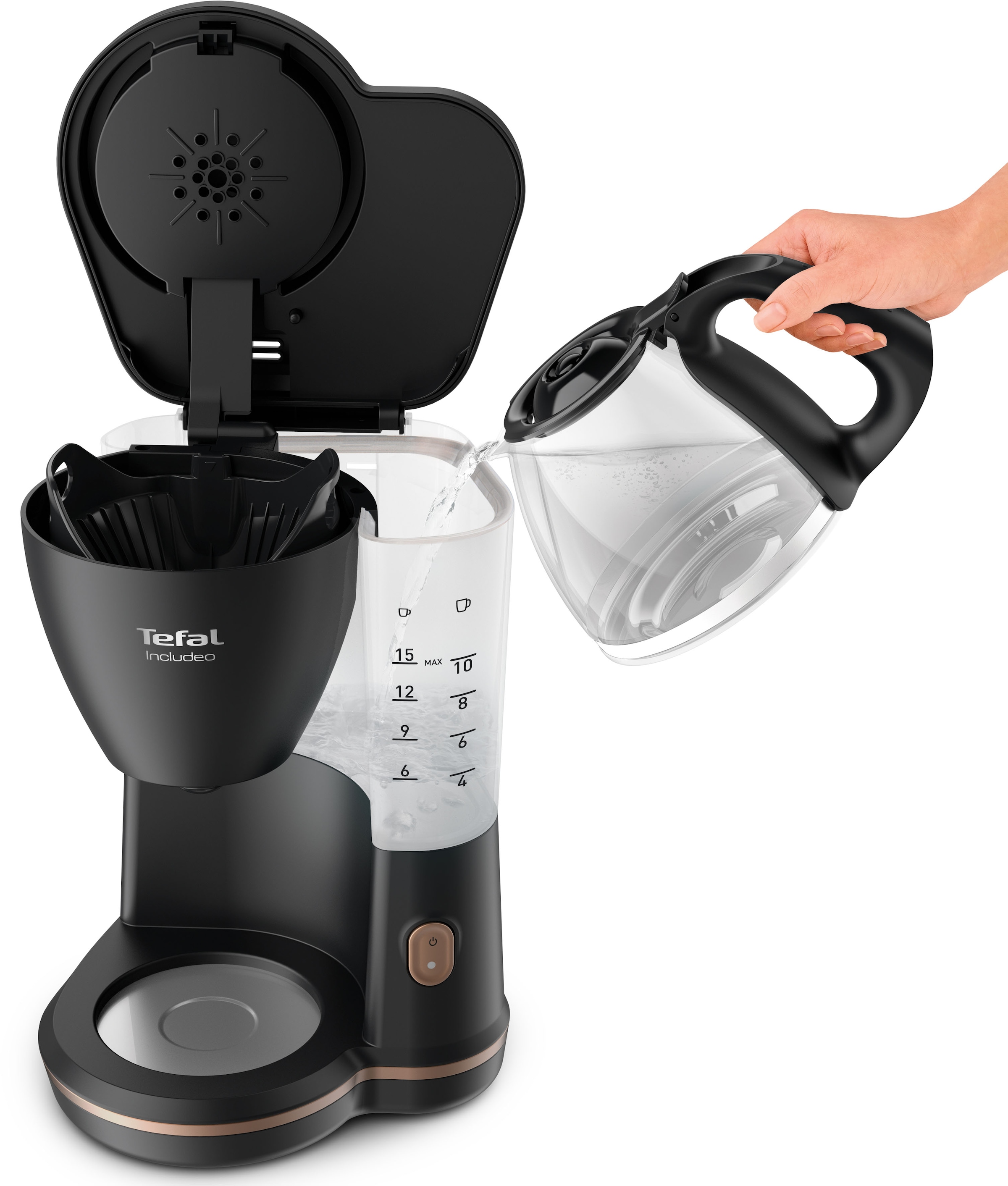 zwei - bestellen Filterkaffeemaschine online mit 10 Kaffeekanne, Tefal L, »CM5338 Incluedo«, Griffen 15 1,25 Tassen, 1,25 herausnehmbarer l Filtereinsatz