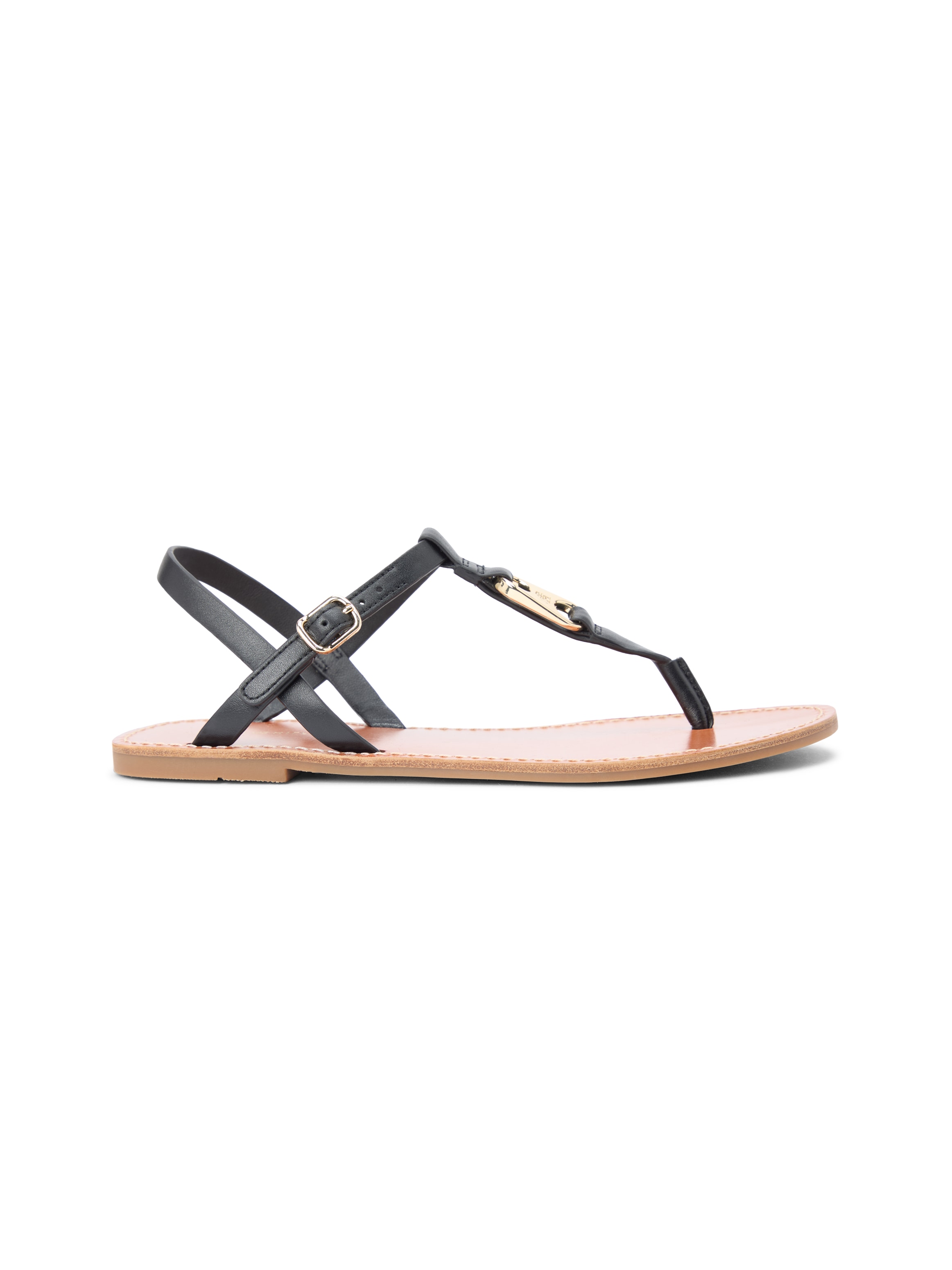 Tommy Hilfiger Riemchensandale »LEATHER THONG SANDAL«  Sommerschuh, Sandalette mit Schmucklogo