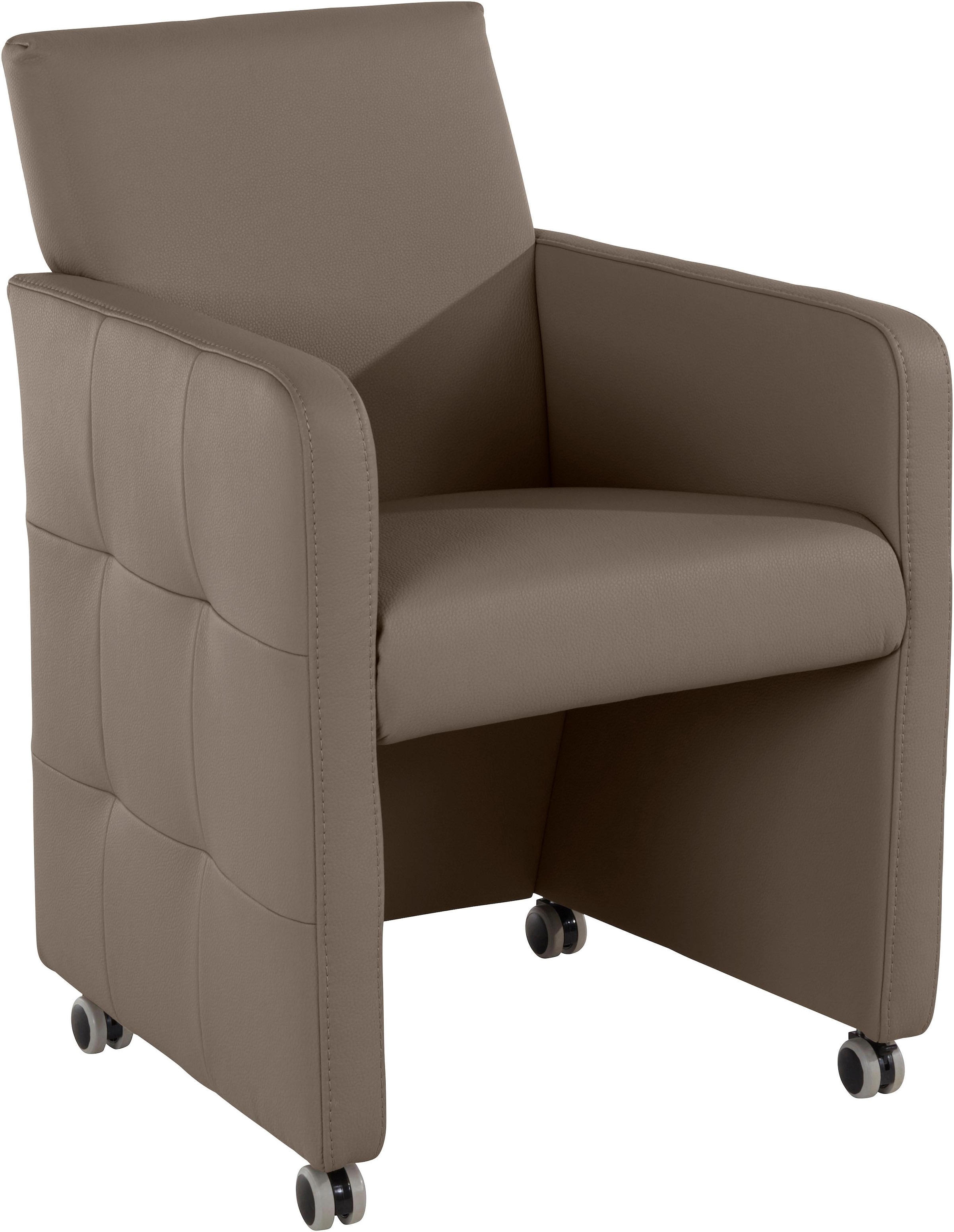 exxpo - sofa fashion Sessel »Barista Clubsessel auf Rollen, schmale Armlehnen, aktuelles Design«, bequem und komfortabel, Breite 61 cm