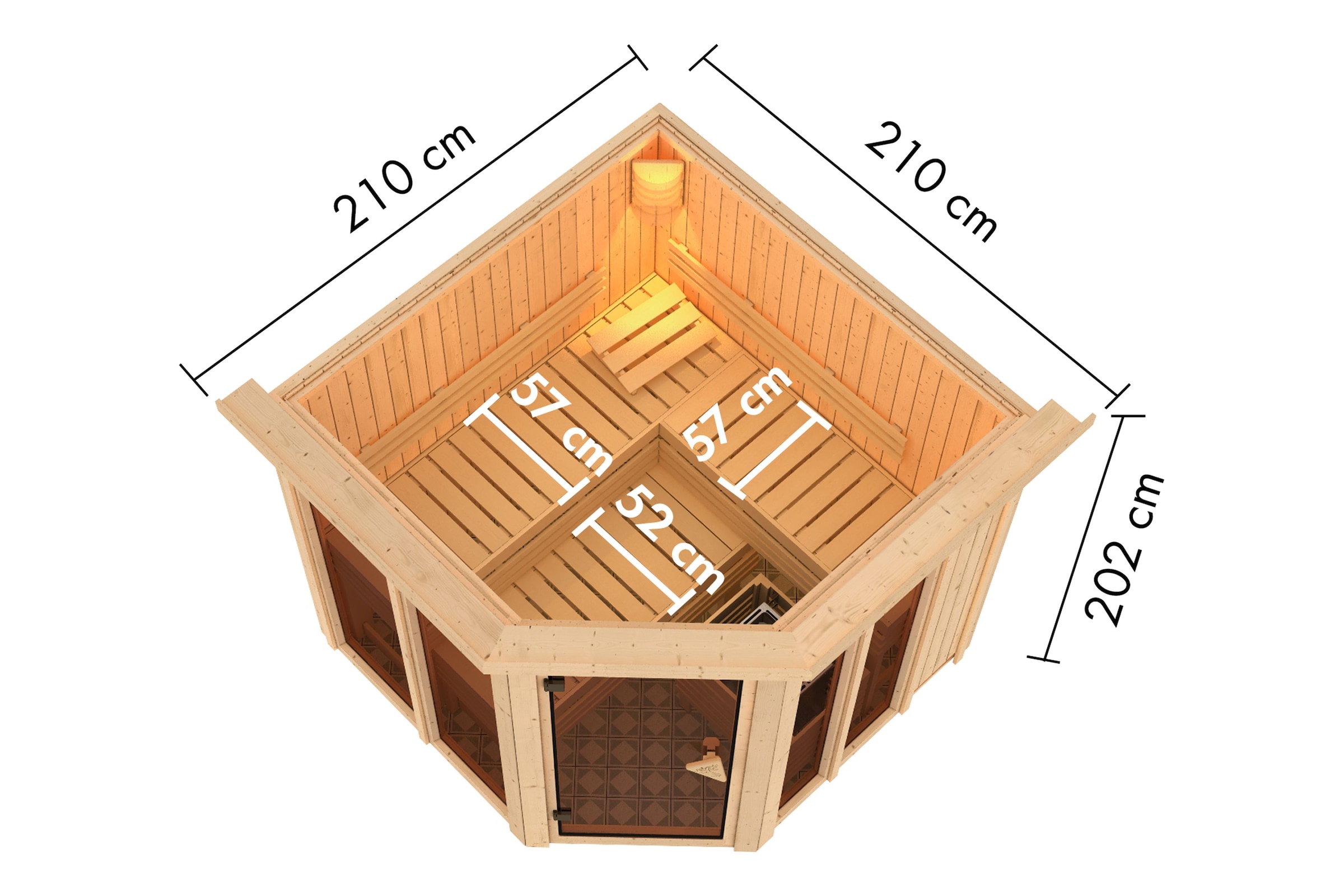 Karibu Sauna »"Airia" mit Kranz, naturbelassen«, aus hochwertiger nordischer Fichte