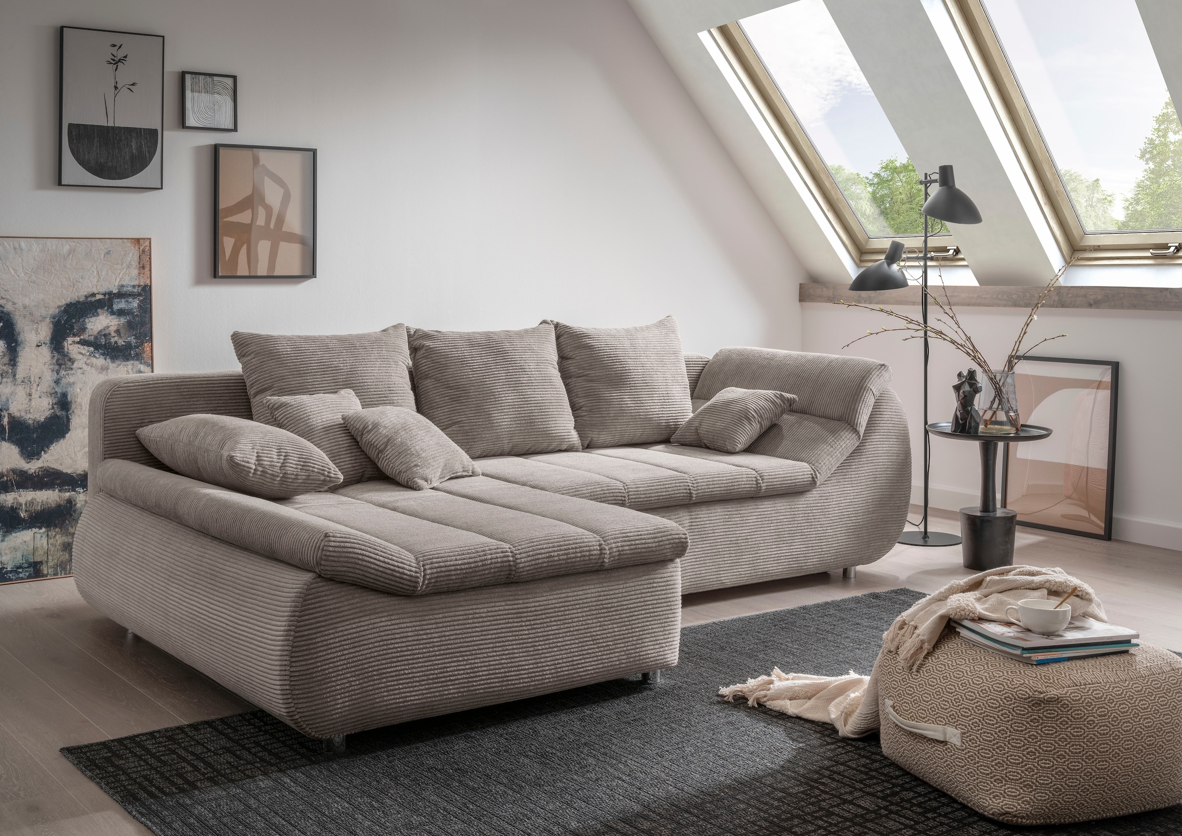 INOSIGN Ecksofa »Imola elegant und bequem, aktuelle Steppung im Sitz, L-For günstig online kaufen