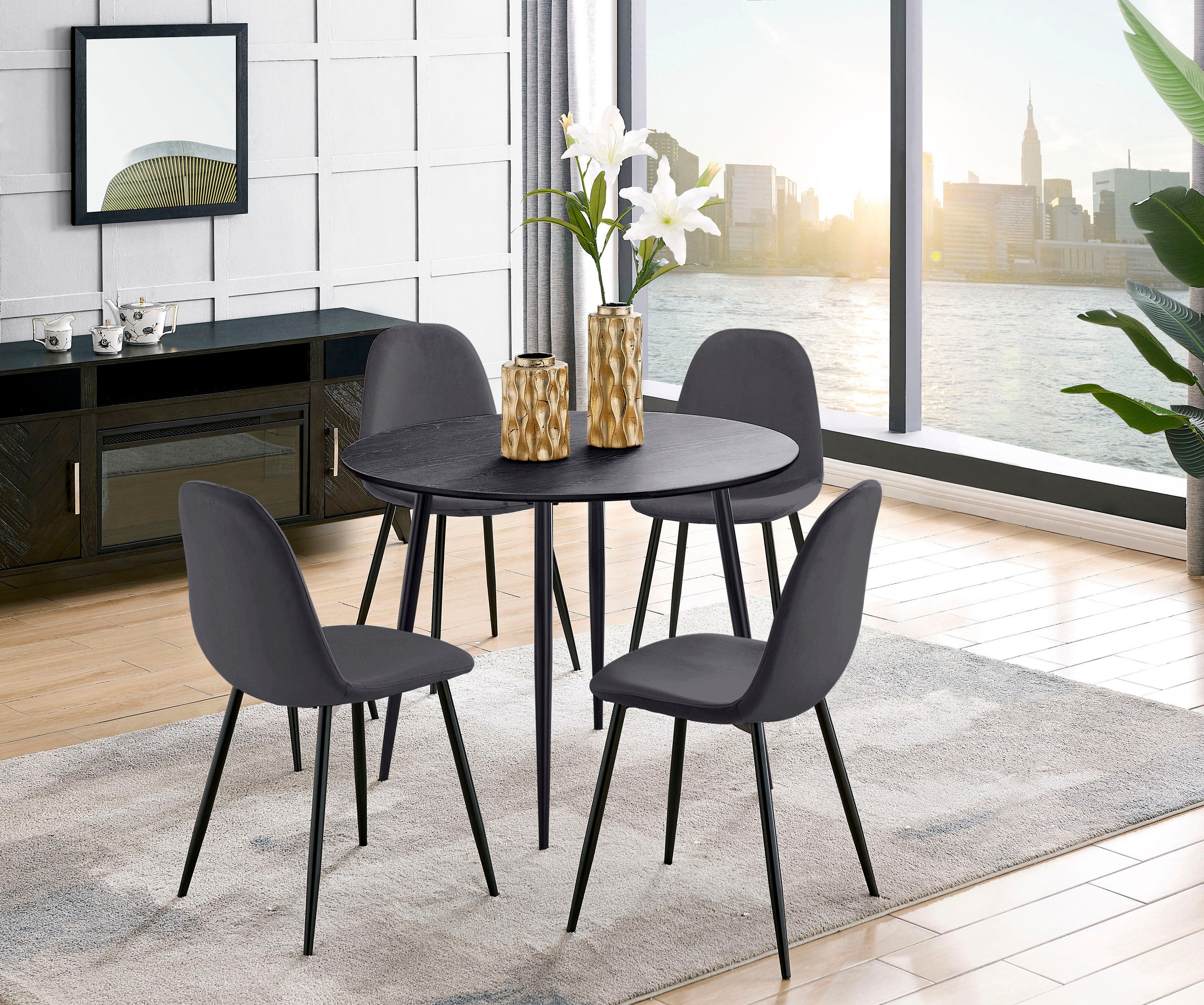 Leonique Essgruppe »Eadwine, TOPSELLER! Sitzgruppe Esstisch plus 4 Esszimme günstig online kaufen