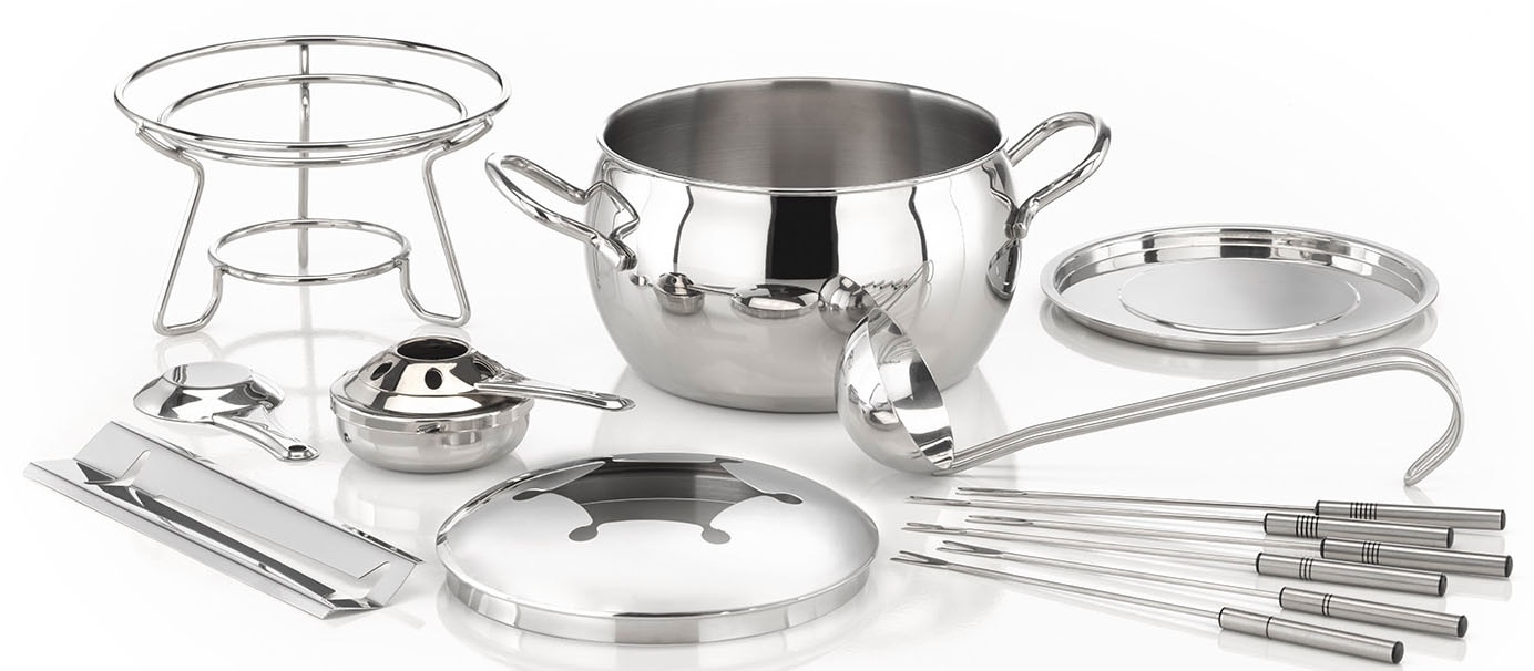 APS Bowle-Set, (Set, 13 tlg.), Fondue-Set und Feuerzangenbowle, 13-teilig, Edelstahl, 2,2 Liter