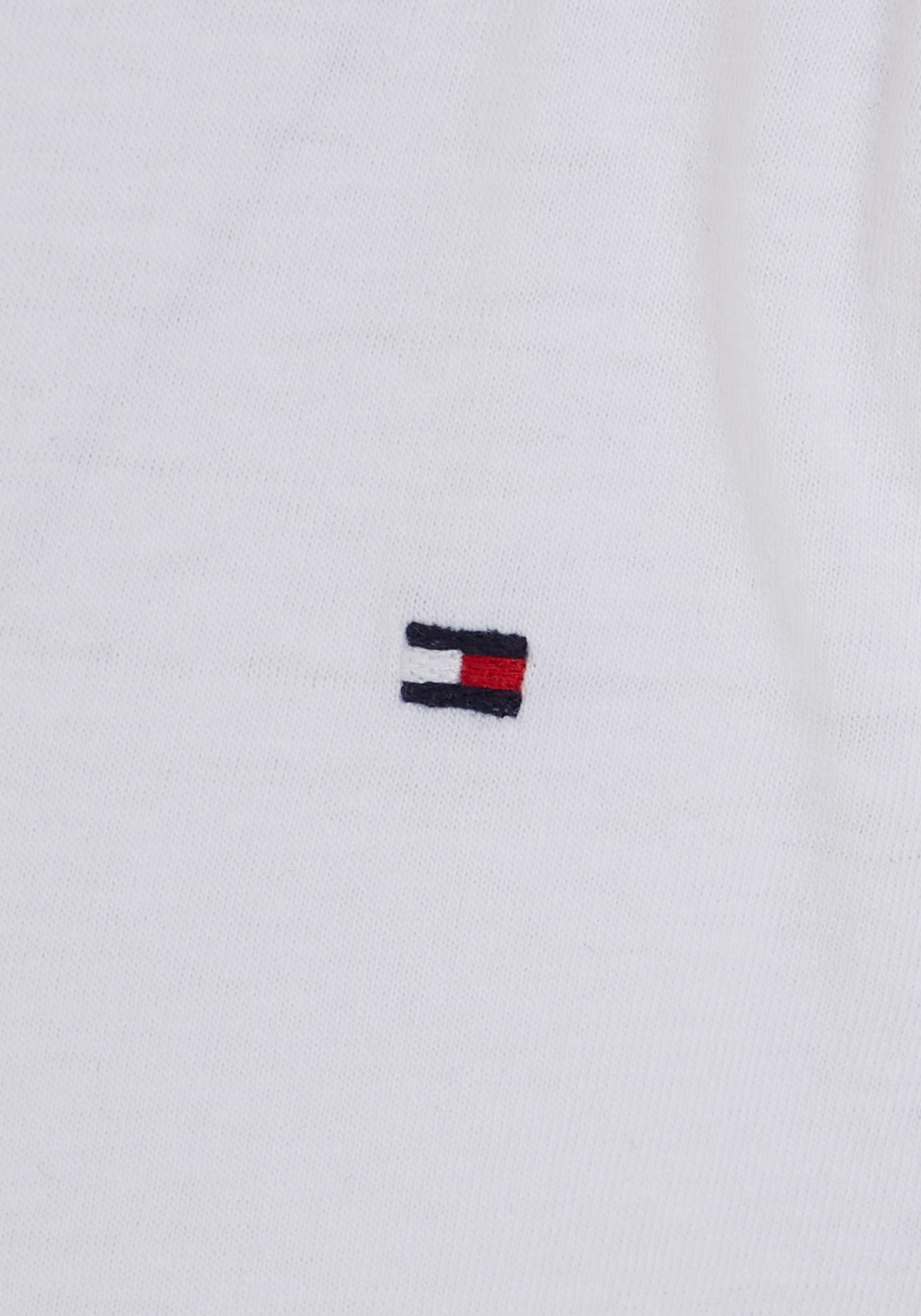 Tommy Hilfiger T-Shirt »ESSENTIAL RUFFLE SLEEVE TOP S/S«, mit Bogenkante, Logostickerei