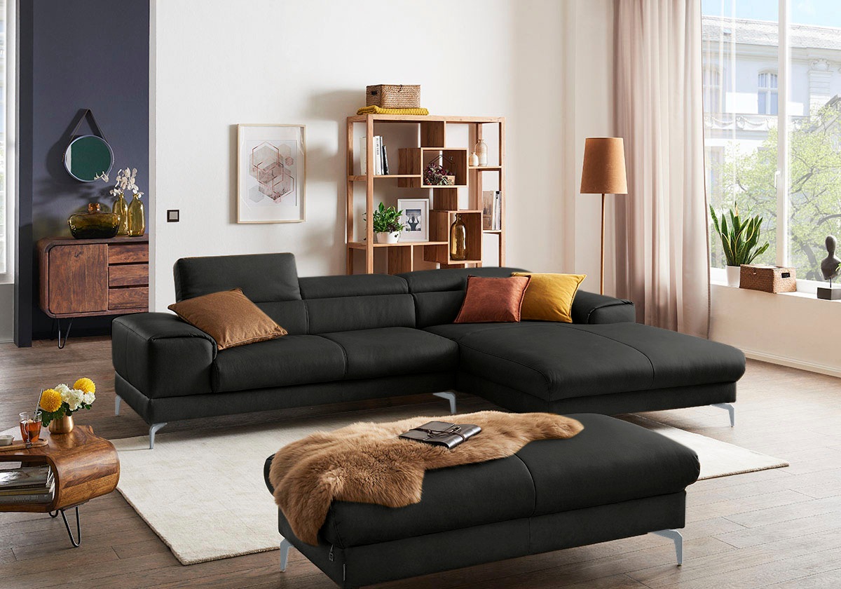 W.SCHILLIG Polsterhocker »piedroo, Designsofa mit tollem Sitzkomfort, bequem, L-Form«, Füße in Silber matt