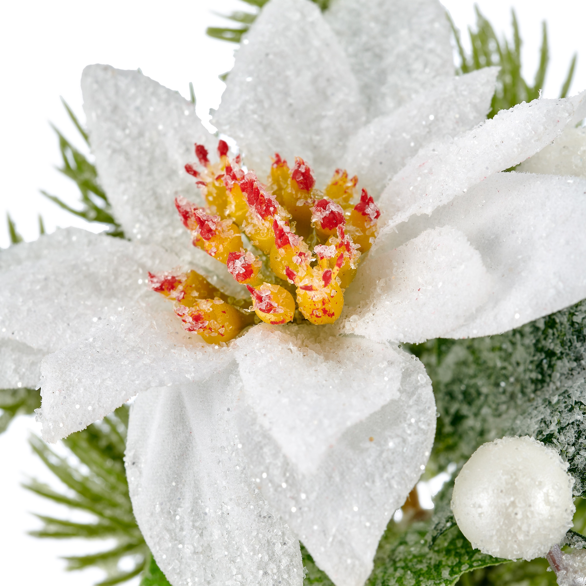 OTTO home Winterliche Kunstpflanze »3er Set aus kleinen winterlichen Bouquets in Glasvasen« mit Frost-Finish, Höhe ca.16cm