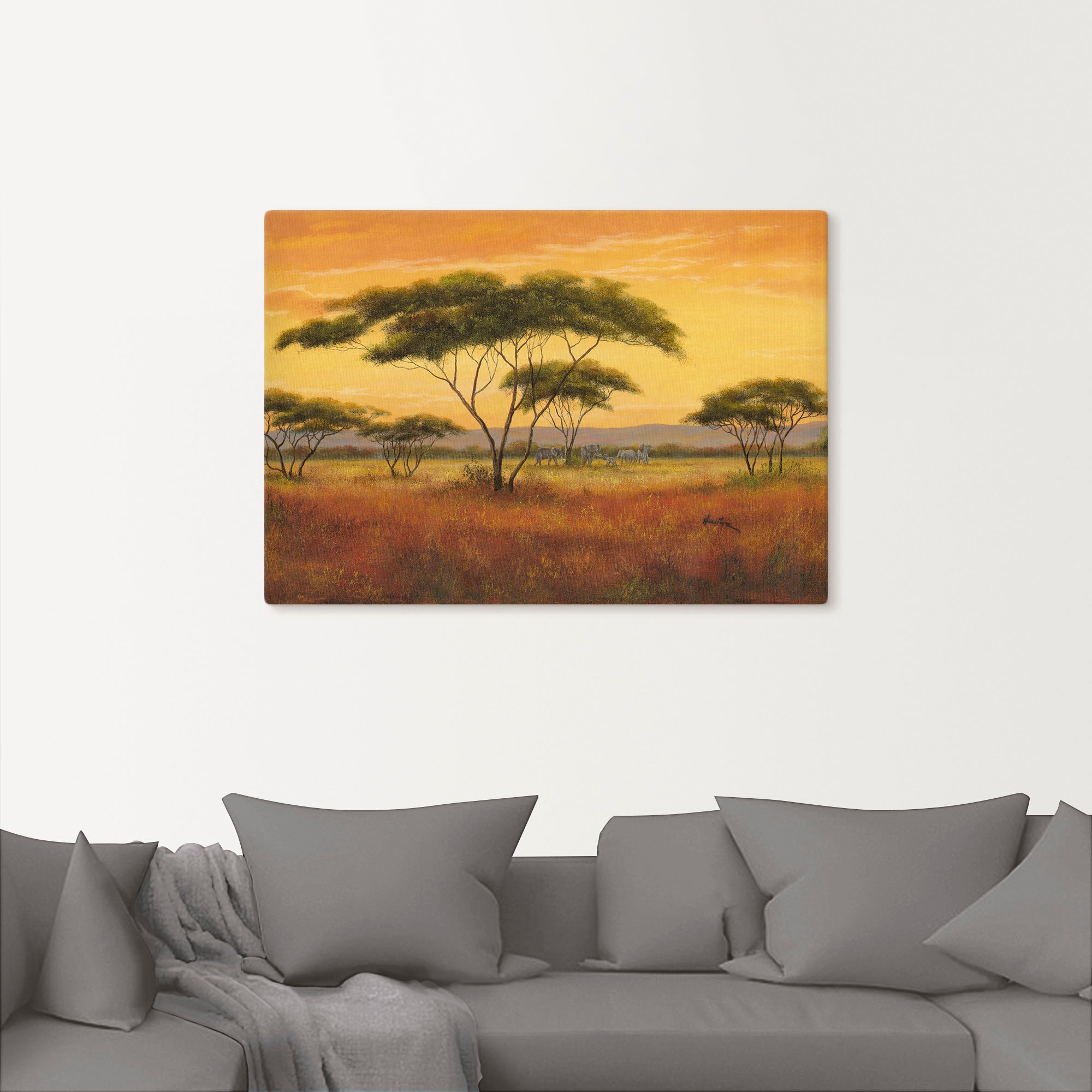 Artland Wandbild »Afrikalandschaft« Afrika 1 Stk. tlg. auf Holzrahmen gespa günstig online kaufen