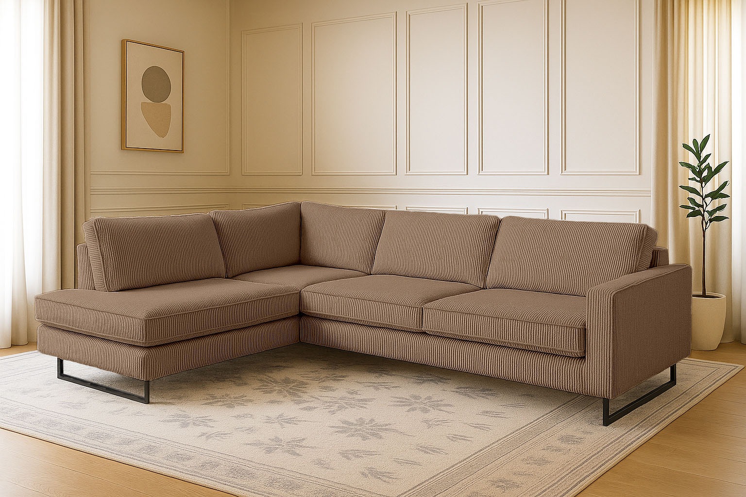 Home affaire Ecksofa »Pinto, 290 cm, Cord, Chenille, Lederoptik, Ottomane l günstig online kaufen