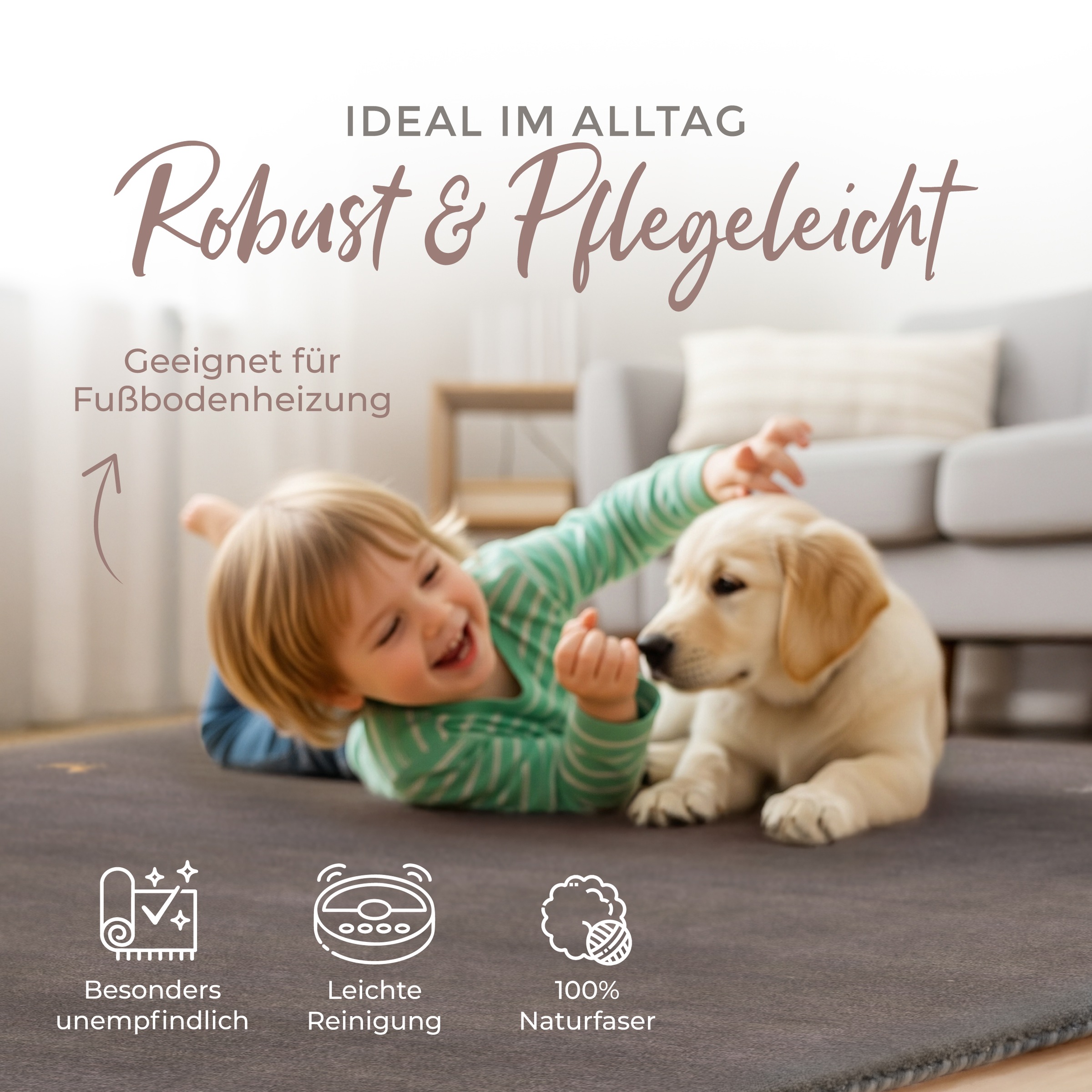 carpetfine Wollteppich »Gabbeh Uni,  auch als Läufer und Rund erhältlich« rechteckig 15 mm Höhe reine Wolle, handgewebt, Gabbeh Loom Tiermotiv, große Farbauswahl