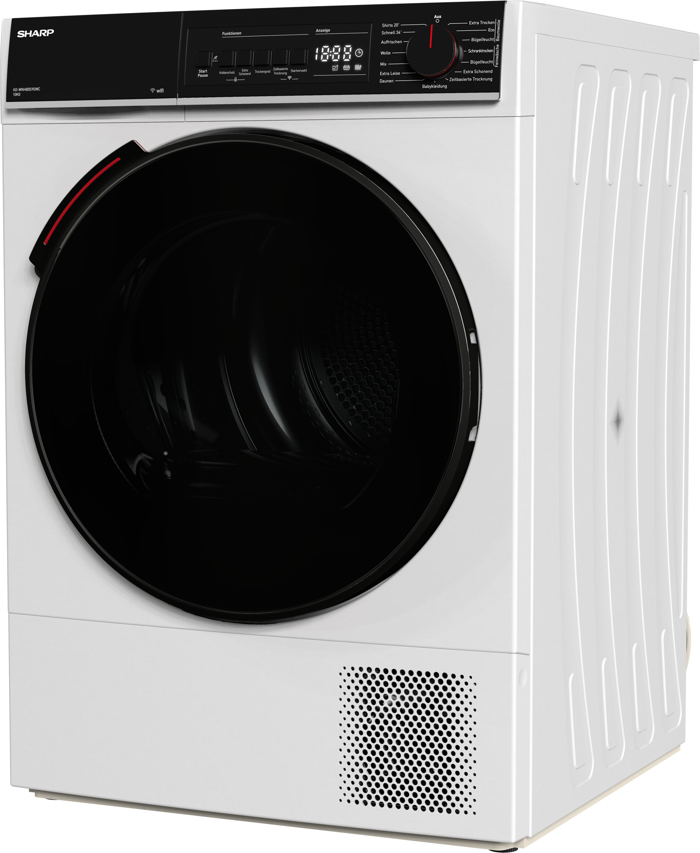 Sharp Wärmepumpentrockner »KD-WNHB0S9GWC-DE« Mid class 10kg / +WIFI / EEK C / 2 Tasten / XXL-Tür voll-schwarz / Weiß