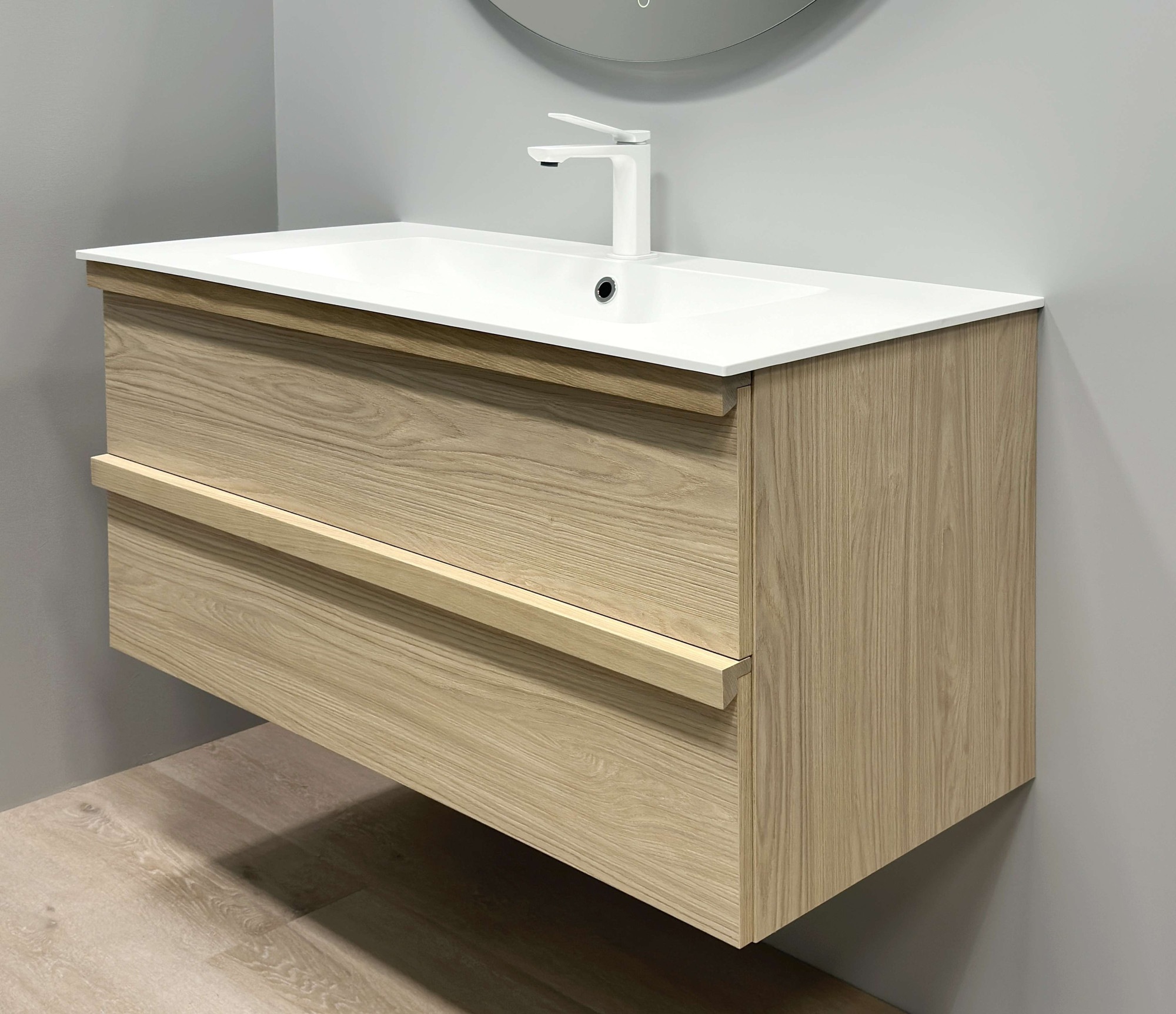 welltime Waschtisch »Pure Badmöbel Set Waschbecken mit Unterschrank«, in verschiedenen Breiten, 2 Schubladen, mit Soft-Close-Funktion, FSC®
