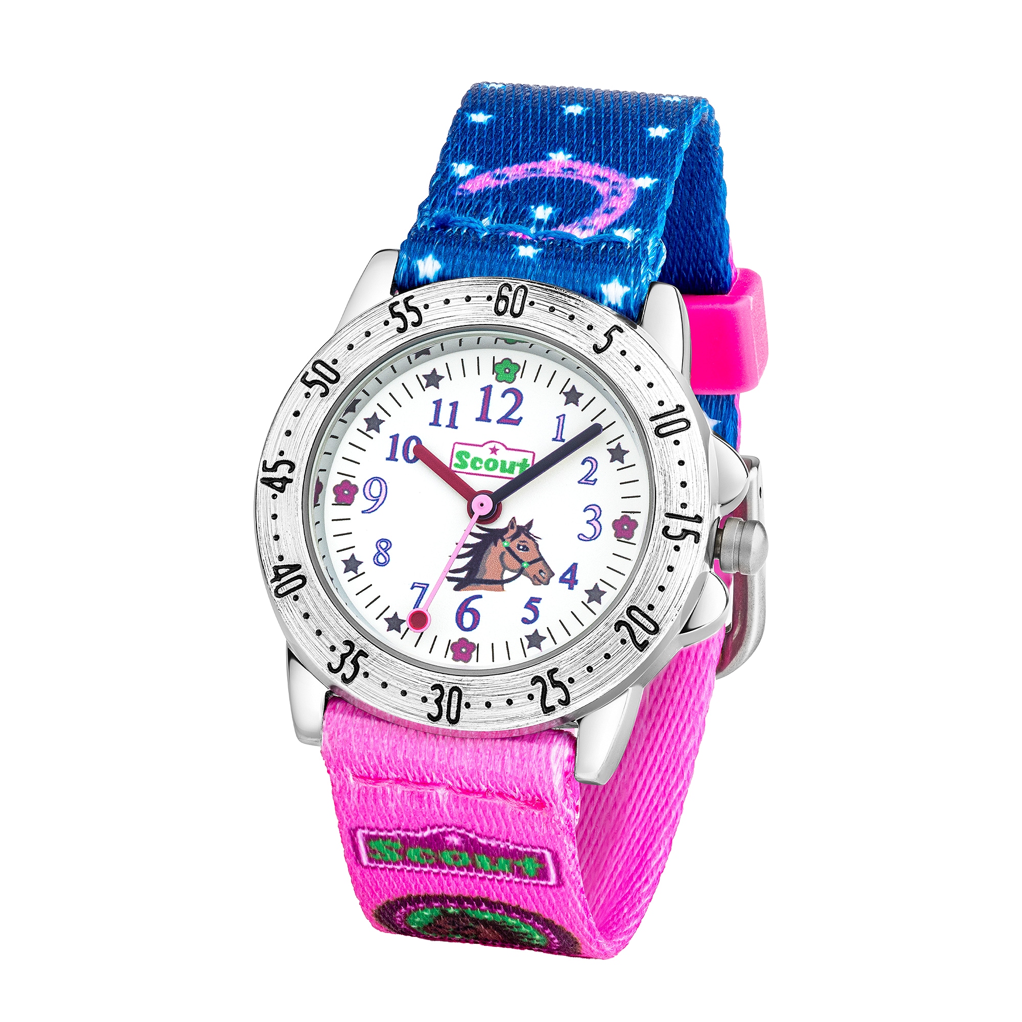 Scout Quarzuhr »Pferdeuhr, Achtion Girls, 280378065« Armbanduhr, Kinderuhr, Lernuhr,Geschenkidee, Schulanfang,Mädchen,Pferd
