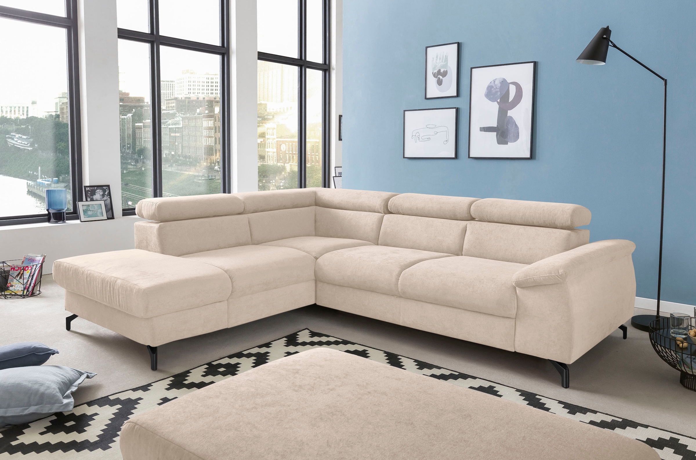 COTTA Ecksofa »Kitty L-Form, B: 249 cm« mit Kopfteilverstellung, optional Bettfunktion & Bettkasten