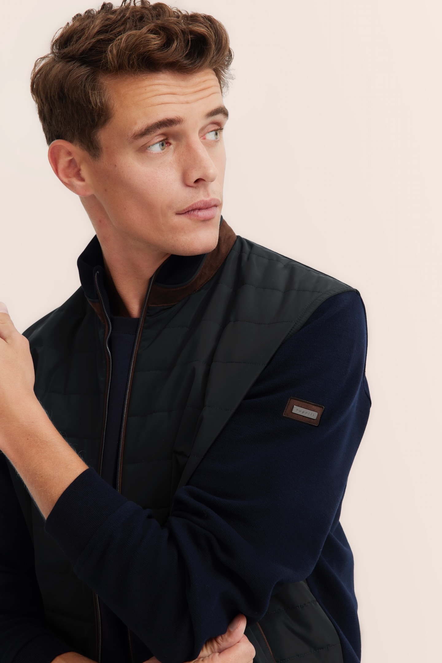 bugatti Sweatjacke, mit Materialmix