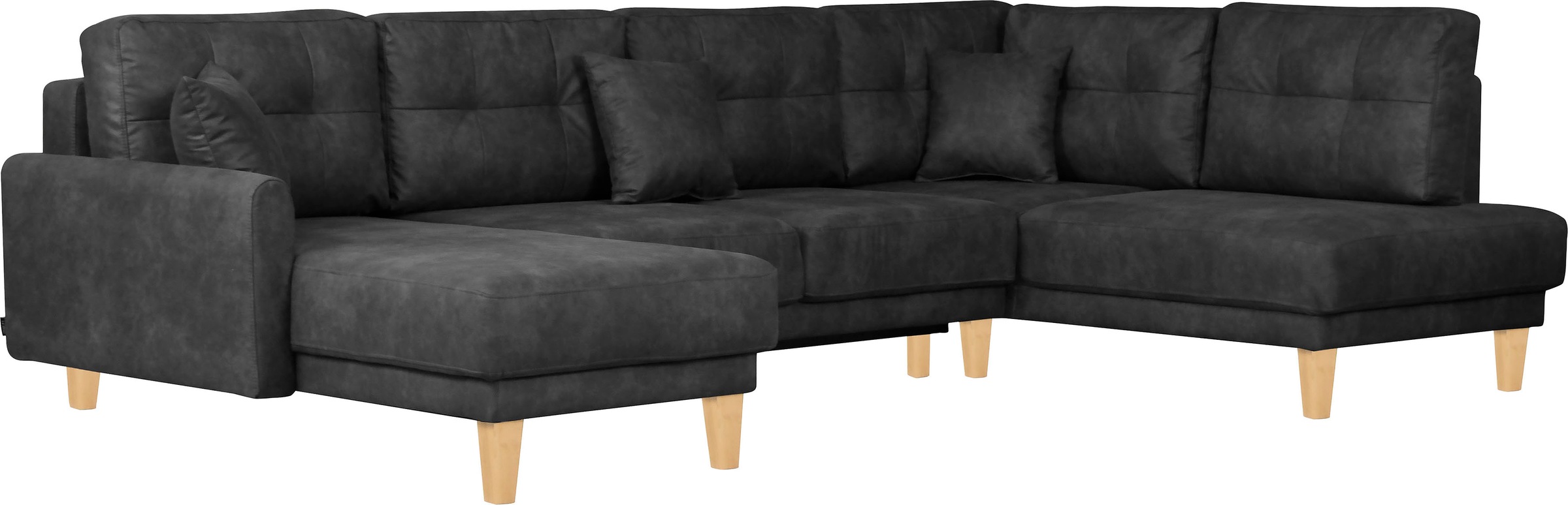 Home affaire Wohnlandschaft »TRIPLO U-Form wahlweise mit Schlaffunktion, B/T/H: 310/192/90 cm«, Schlafsofa, auch mit Bettkasten, Steppung im Rückenkissen