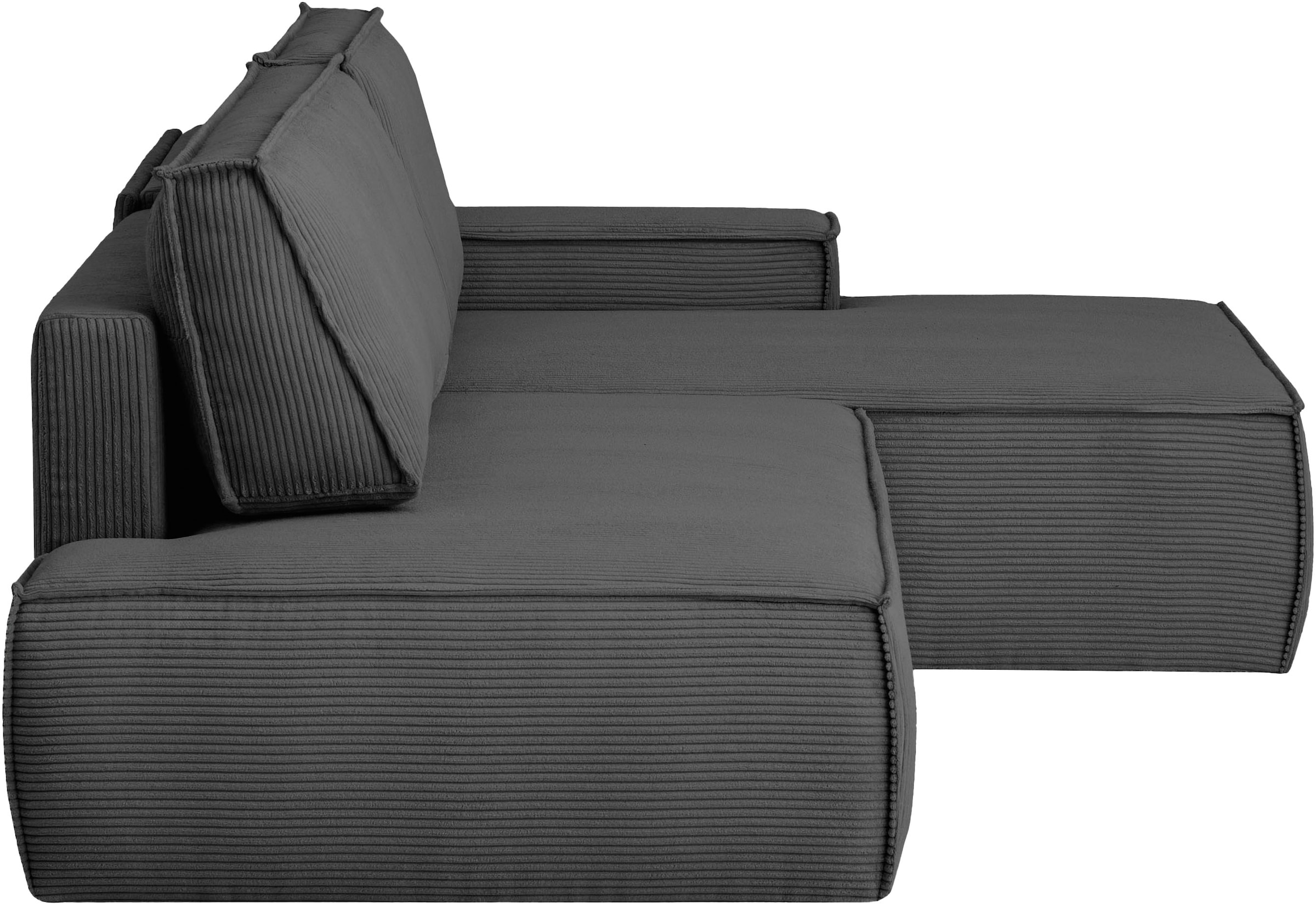 Home affaire Ecksofa »SHERWOOD, Schlafsofa in L-Form offen (275cm), Cord, Leinenoptik«, Schlaffunktion und Bettkasten, Kedernaht, hoher Sitz- & Liegekomfort