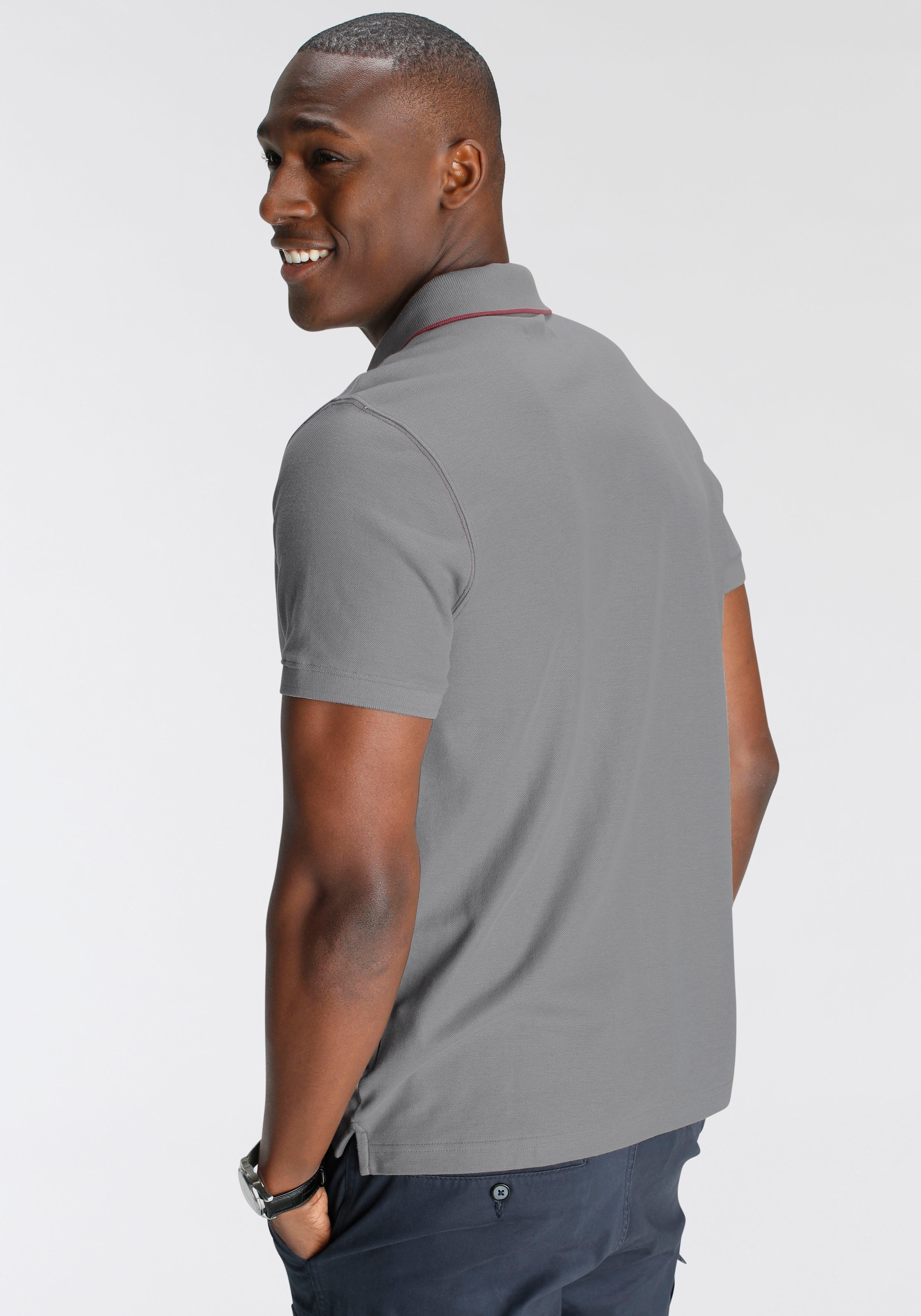 DELMAO Poloshirt, Kurzarm, mit Rippbündchen, Polokragen
