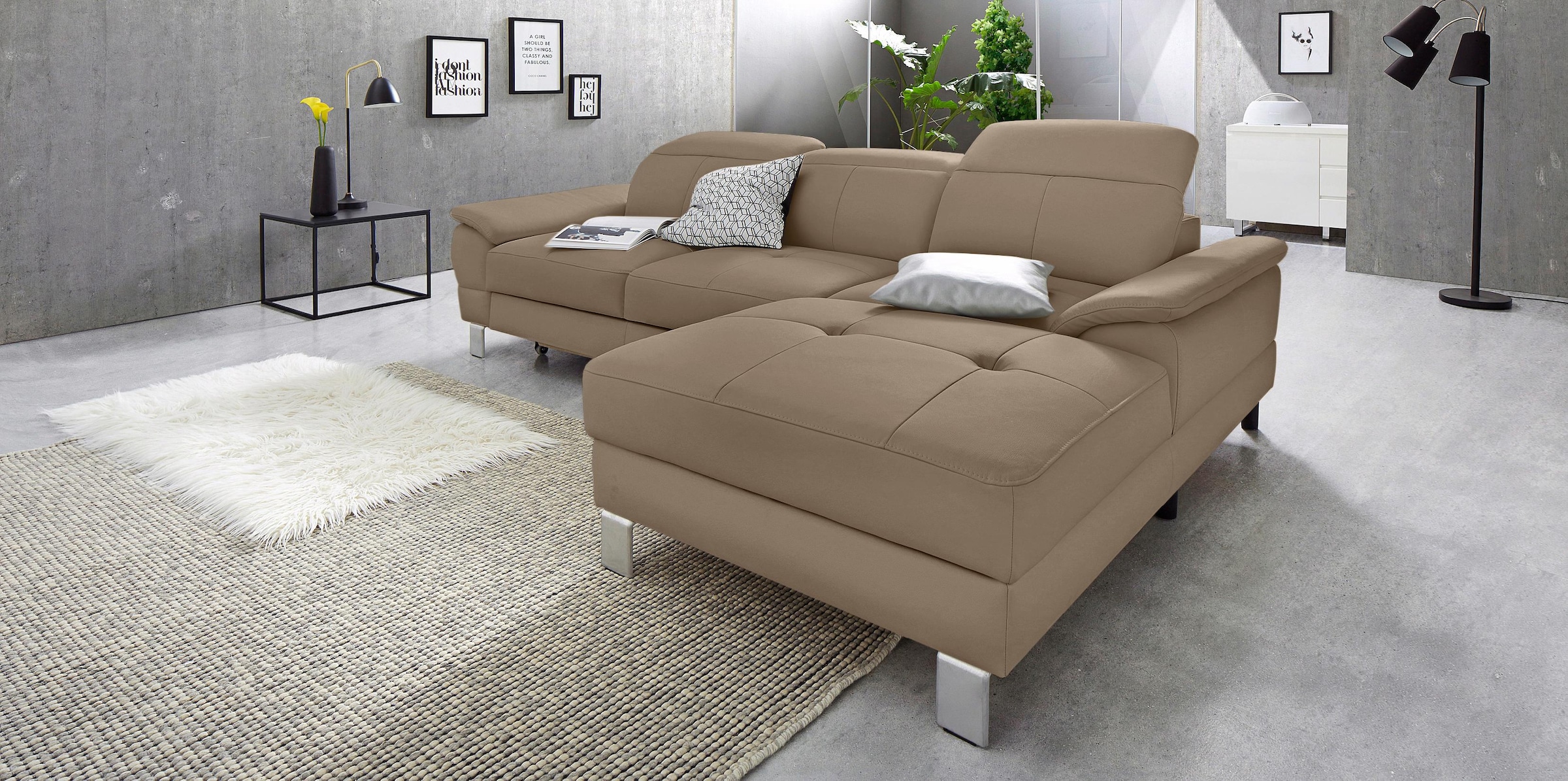 wahlweise inkl. - »Mantua sofa 2«, online bzw. Rückenverstellung, mit Bettfunktion bestellen Ecksofa exxpo Kopf- fashion